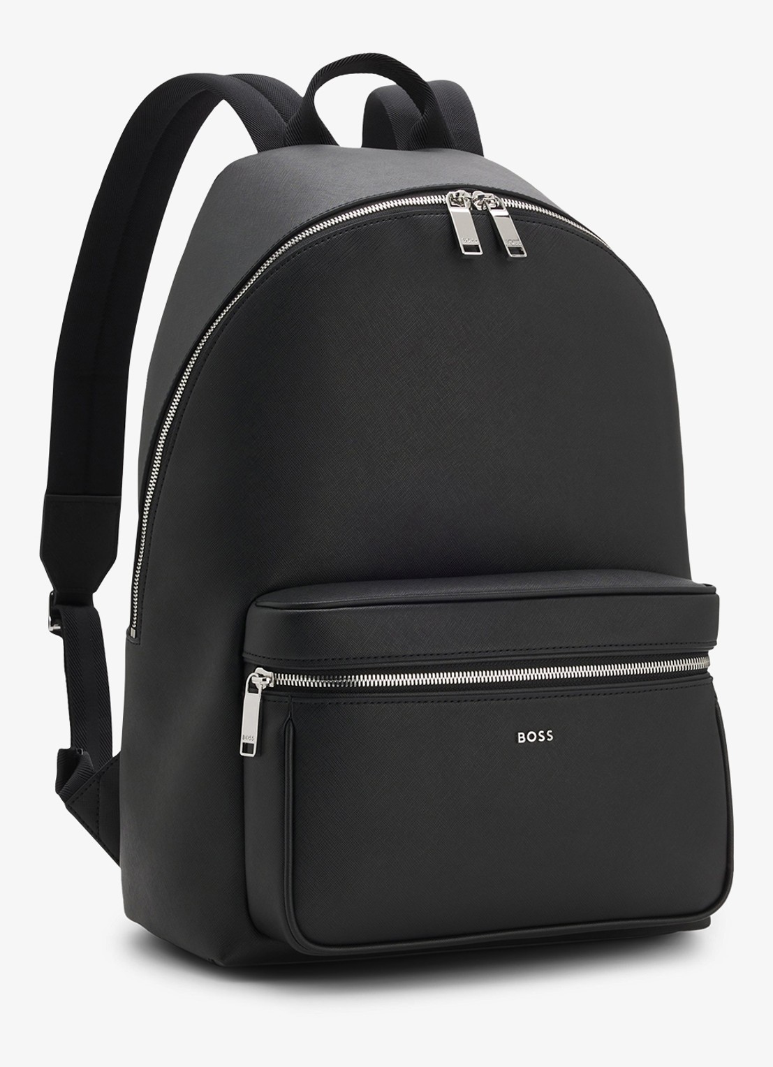 BOSS Rugzak van leer - detail black-001 / zwart