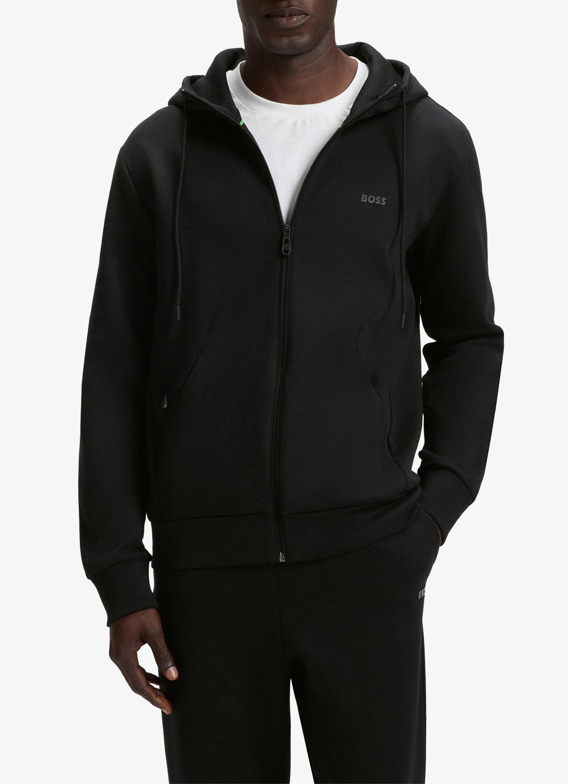 BOSS Saggy sweatvest met logo - detail 2 zwart