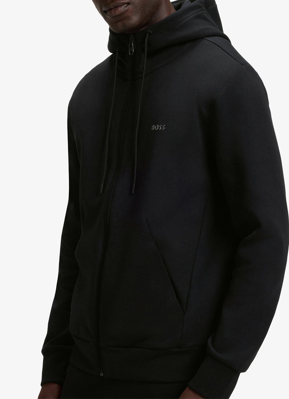 BOSS Saggy sweatvest met logo - detail 3 zwart