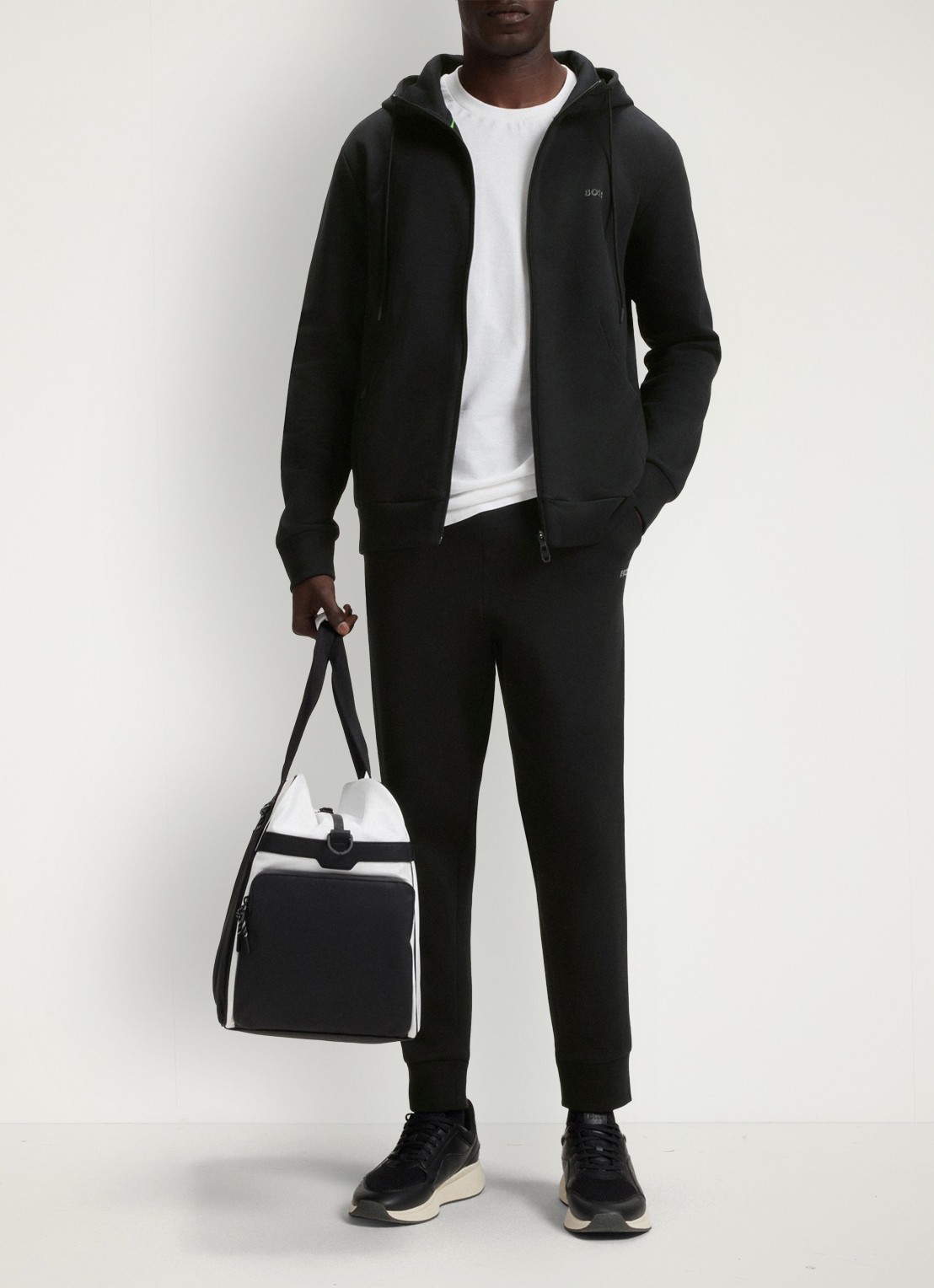 BOSS Saggy sweatvest met logo - voorkant 5 zwart