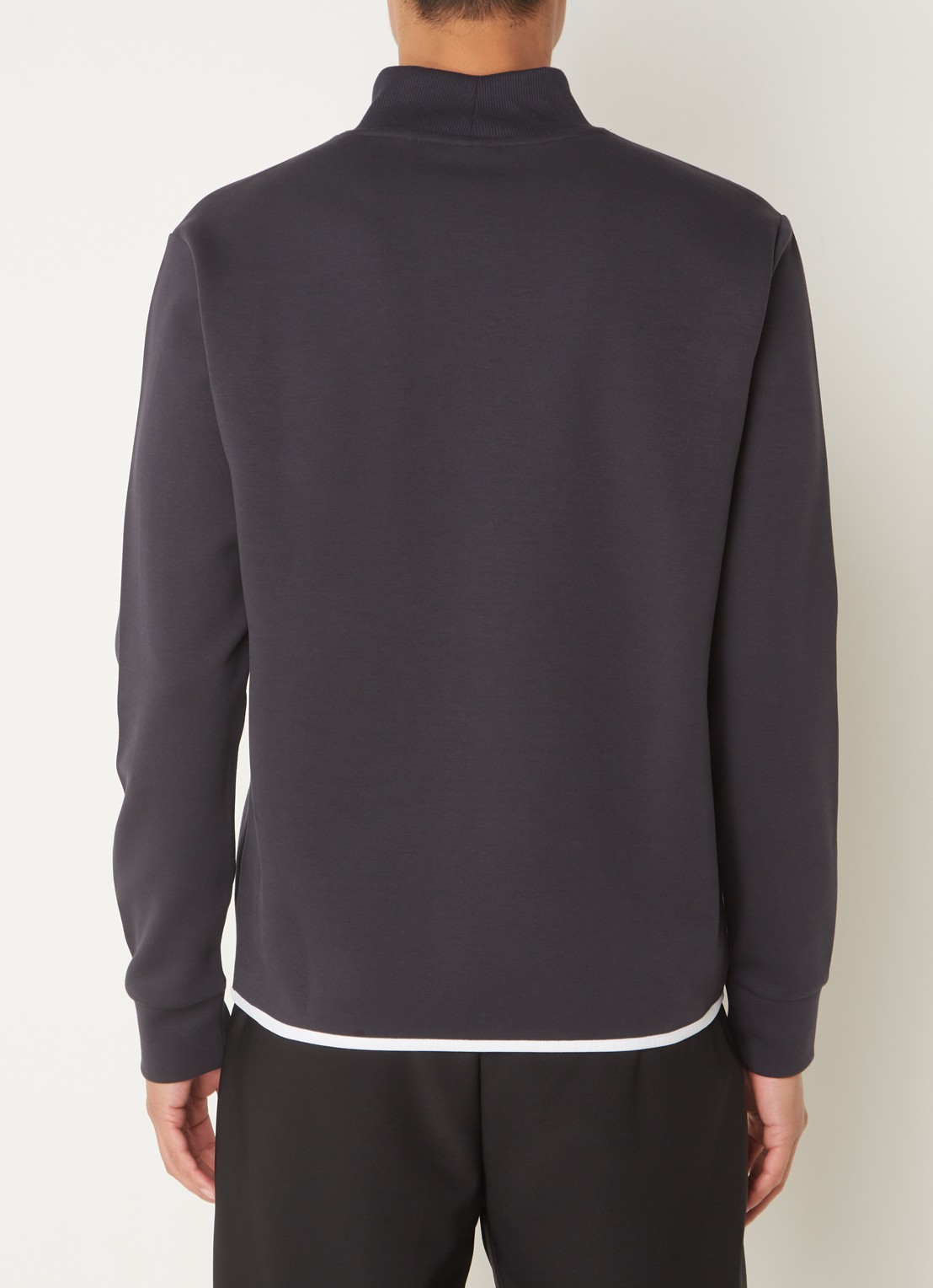 BOSS Salbock sweater met logo en col - achterkant donkerblauw