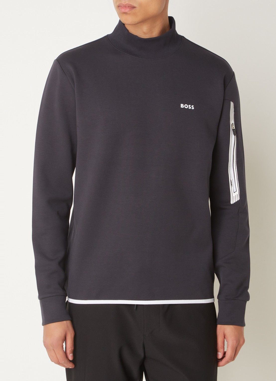 BOSS Salbock sweater met logo en col - detail 2 donkerblauw