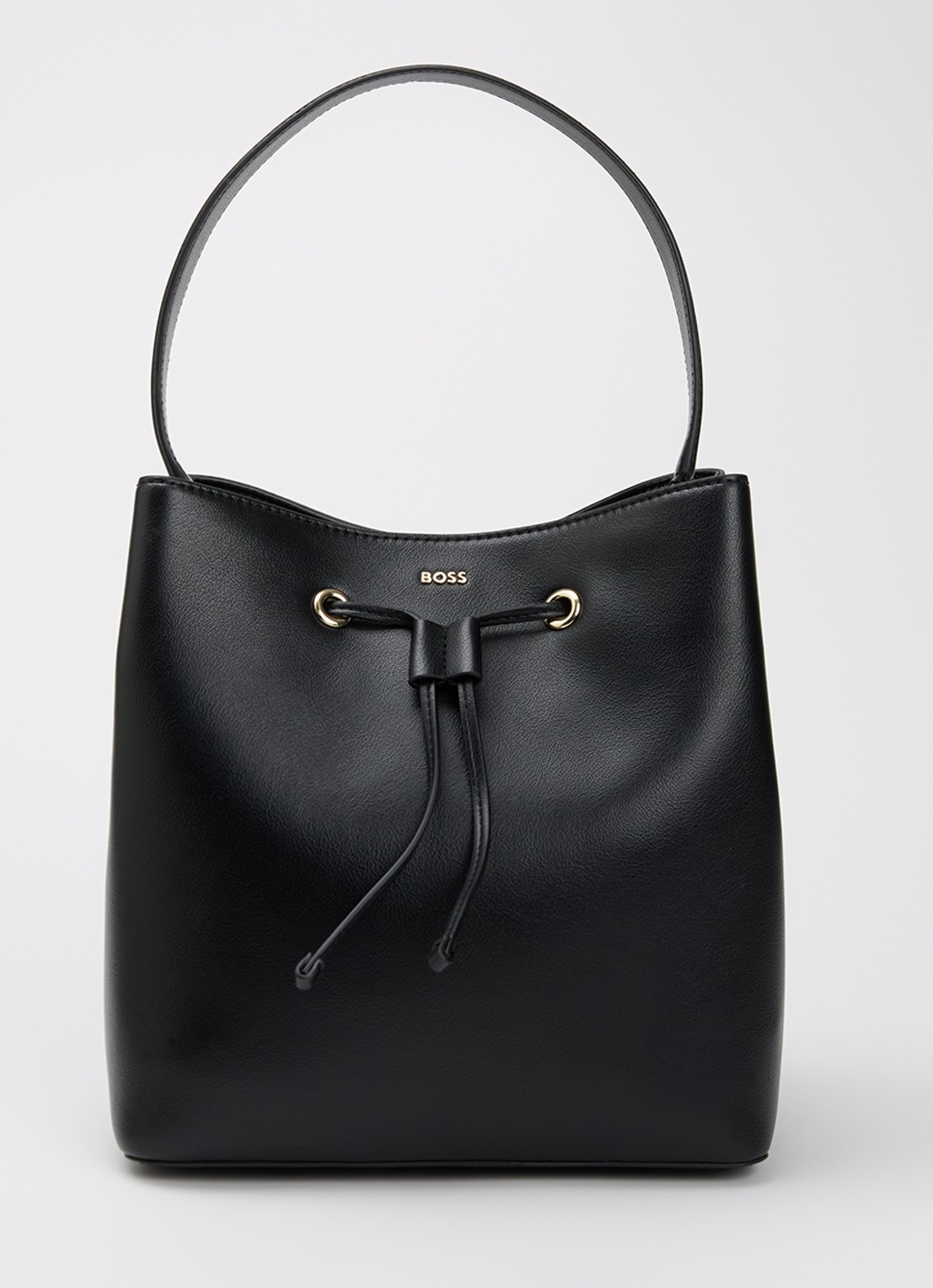 BOSS Sandy Bucket schoudertas met logo - voorkant zwart