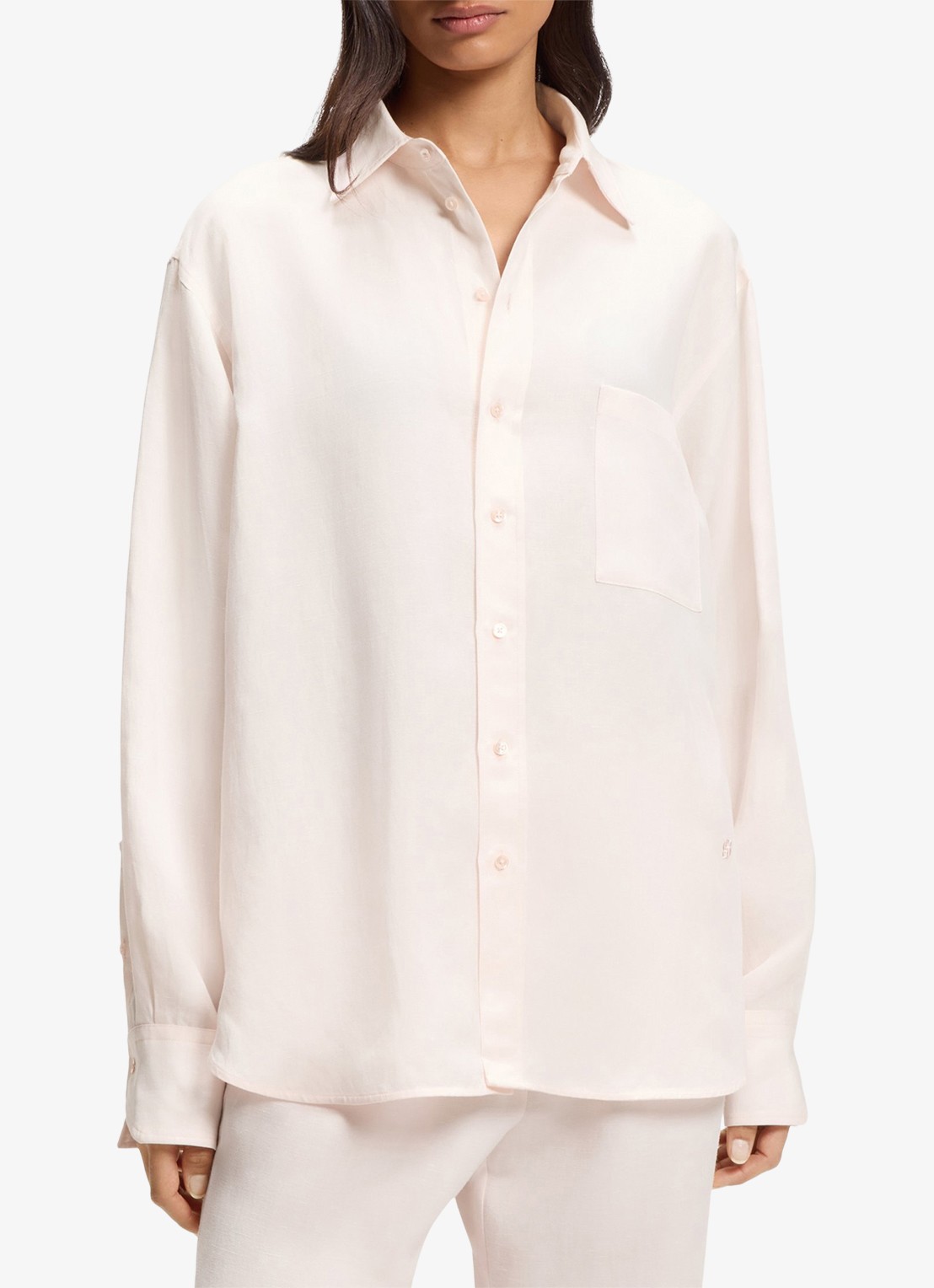 BOSS Saturday blouse met borstzak - detail 4 light/pastel pink-680 / roze