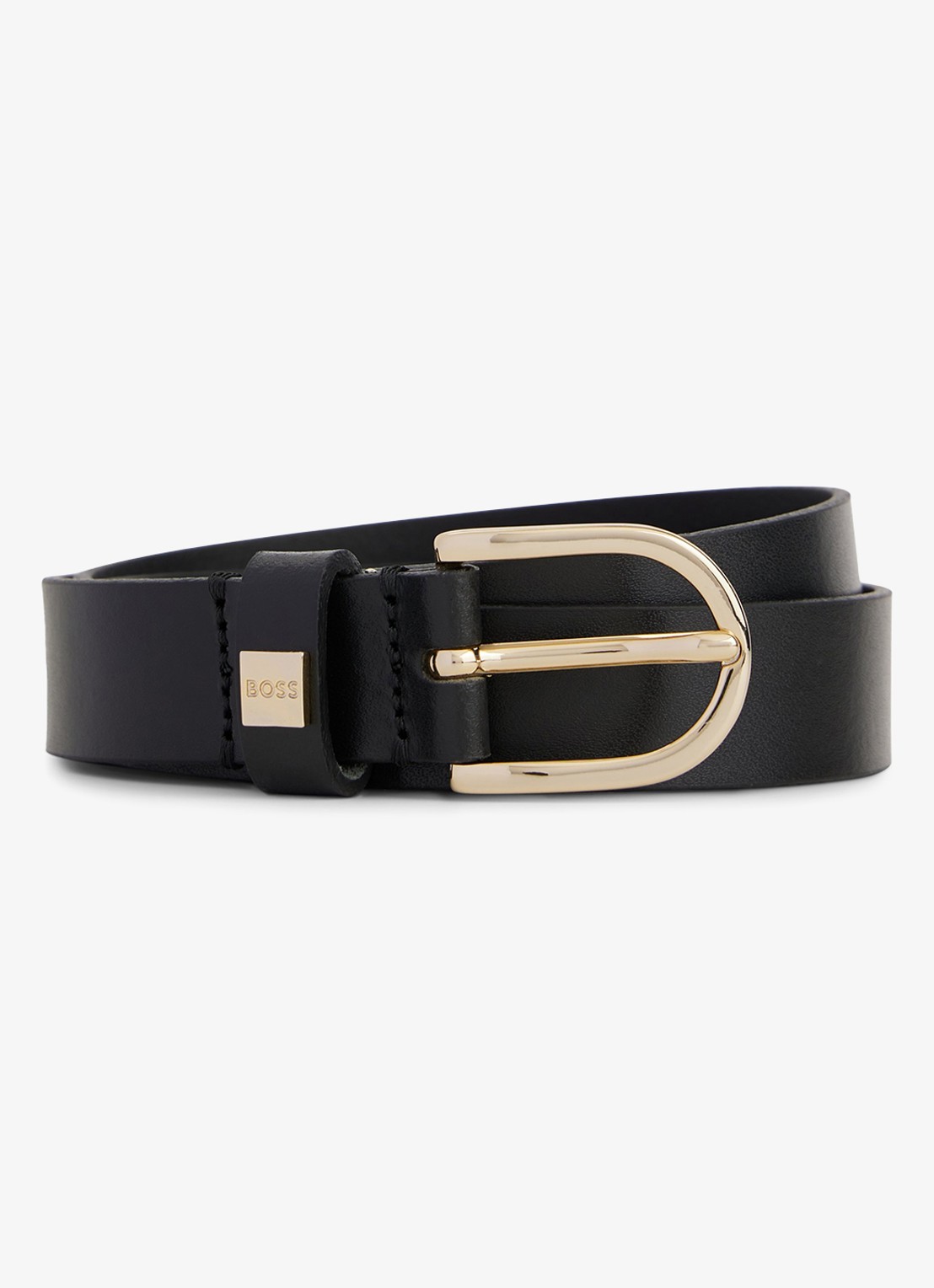 BOSS Scarlet riem van leer - voorkant zwart