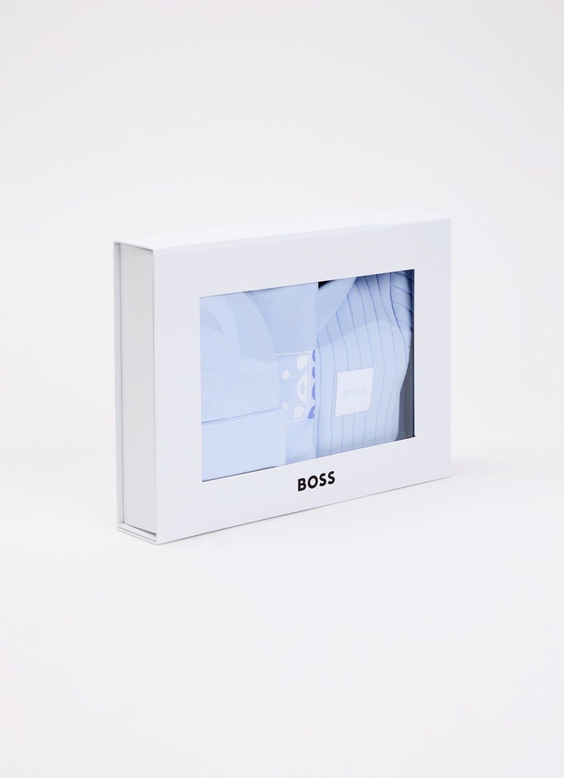 BOSS Set van babypak met muts en slab in giftbox 3-delig - detail lichtblauw