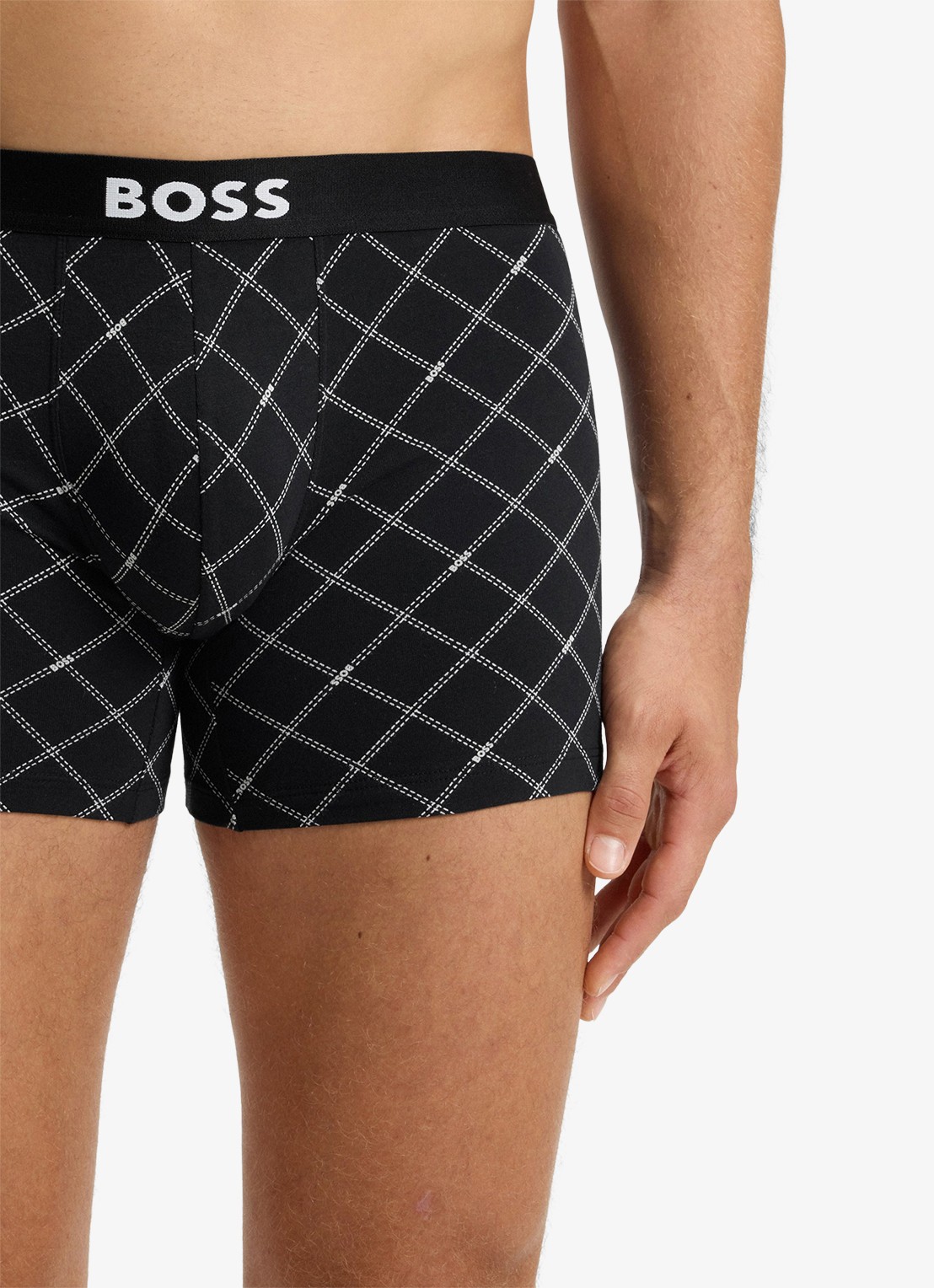 BOSS Set van drie boxershorts van stretchkatoen - detail 4 black-002 / zwart
