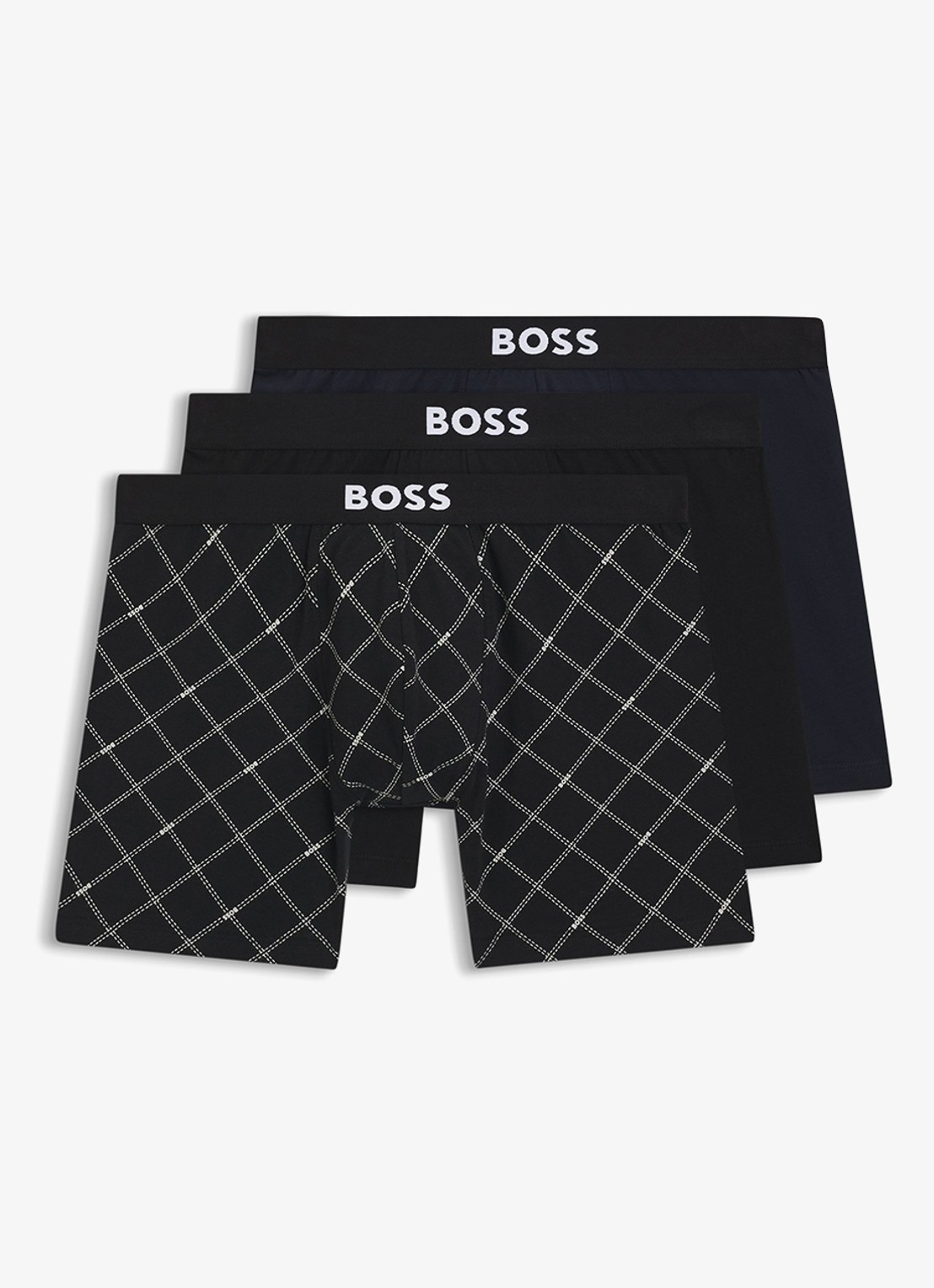BOSS Set van drie boxershorts van stretchkatoen - voorkant 2 black-002 / zwart
