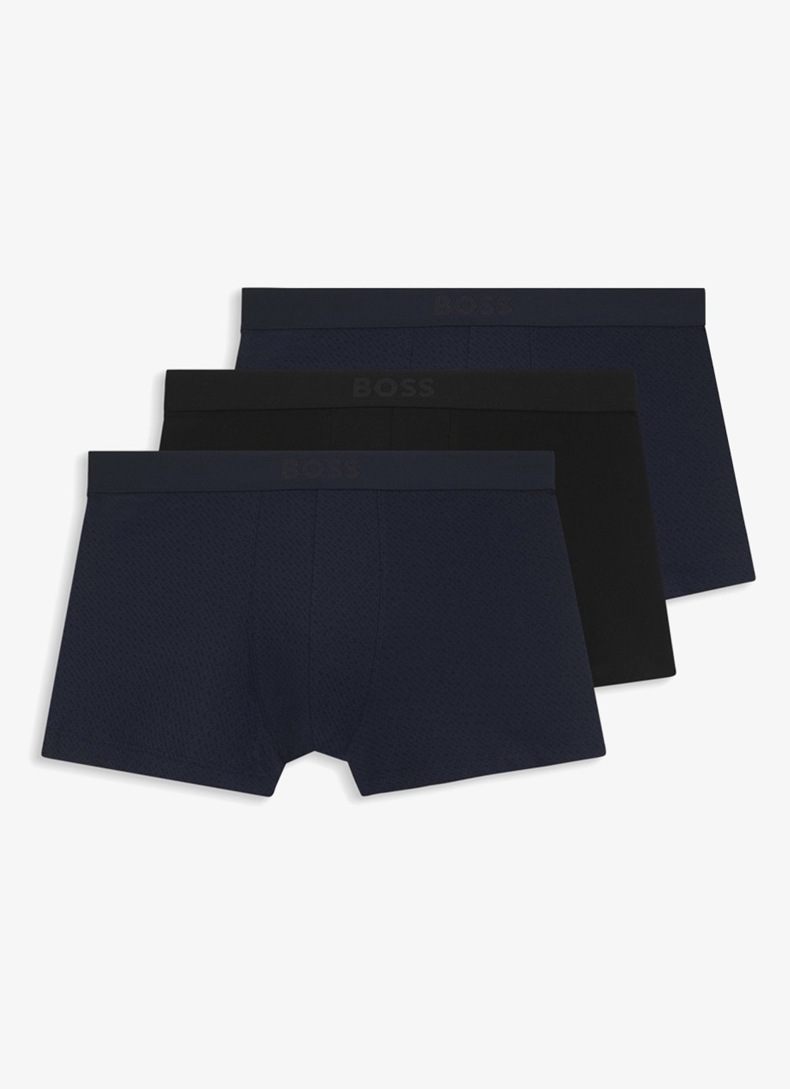 BOSS Set van drie korte boxers met logo’s van stretchkatoen - voorkant open blue-482 / blauw