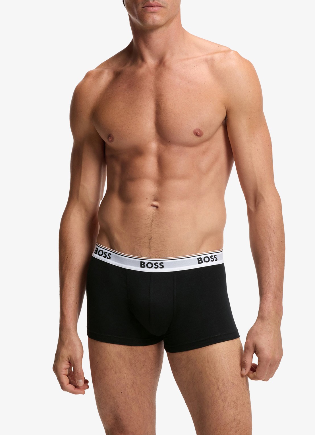 BOSS Set van drie korte boxershorts met logotailleband van stretchkatoen - detail 4 black-004 / zwart
