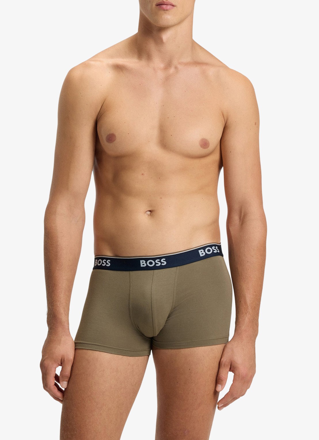 BOSS Set van drie korte boxershorts met logotailleband van stretchkatoen - voorkant 4 open miscellaneous-961 / multicolor