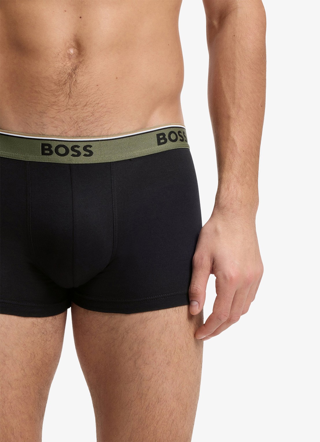 BOSS Set van drie korte boxershorts met logotailleband van stretchkatoen - detail black-006 / zwart