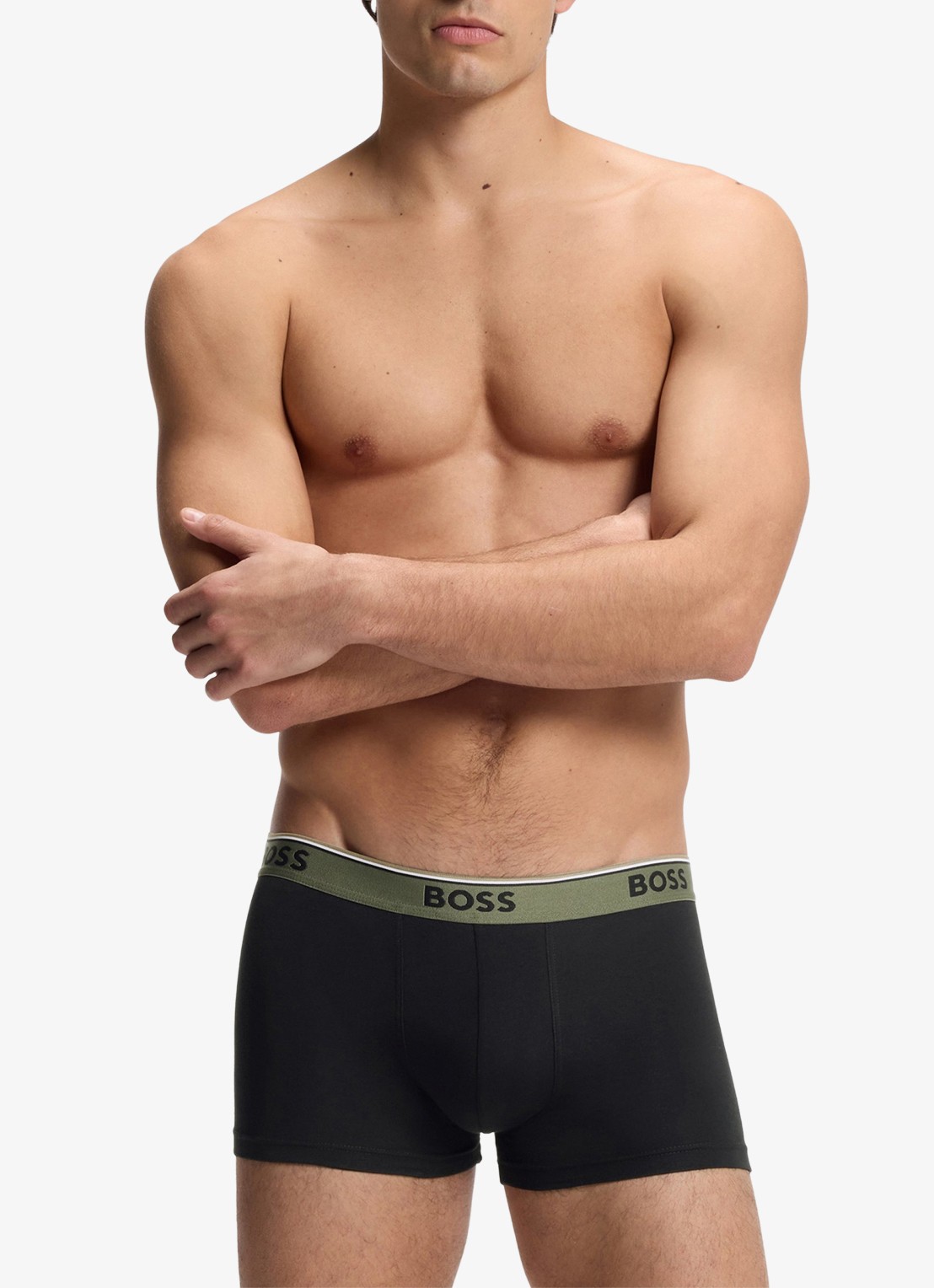 BOSS Set van drie korte boxershorts met logotailleband van stretchkatoen - voorkant 4 black-006 / zwart
