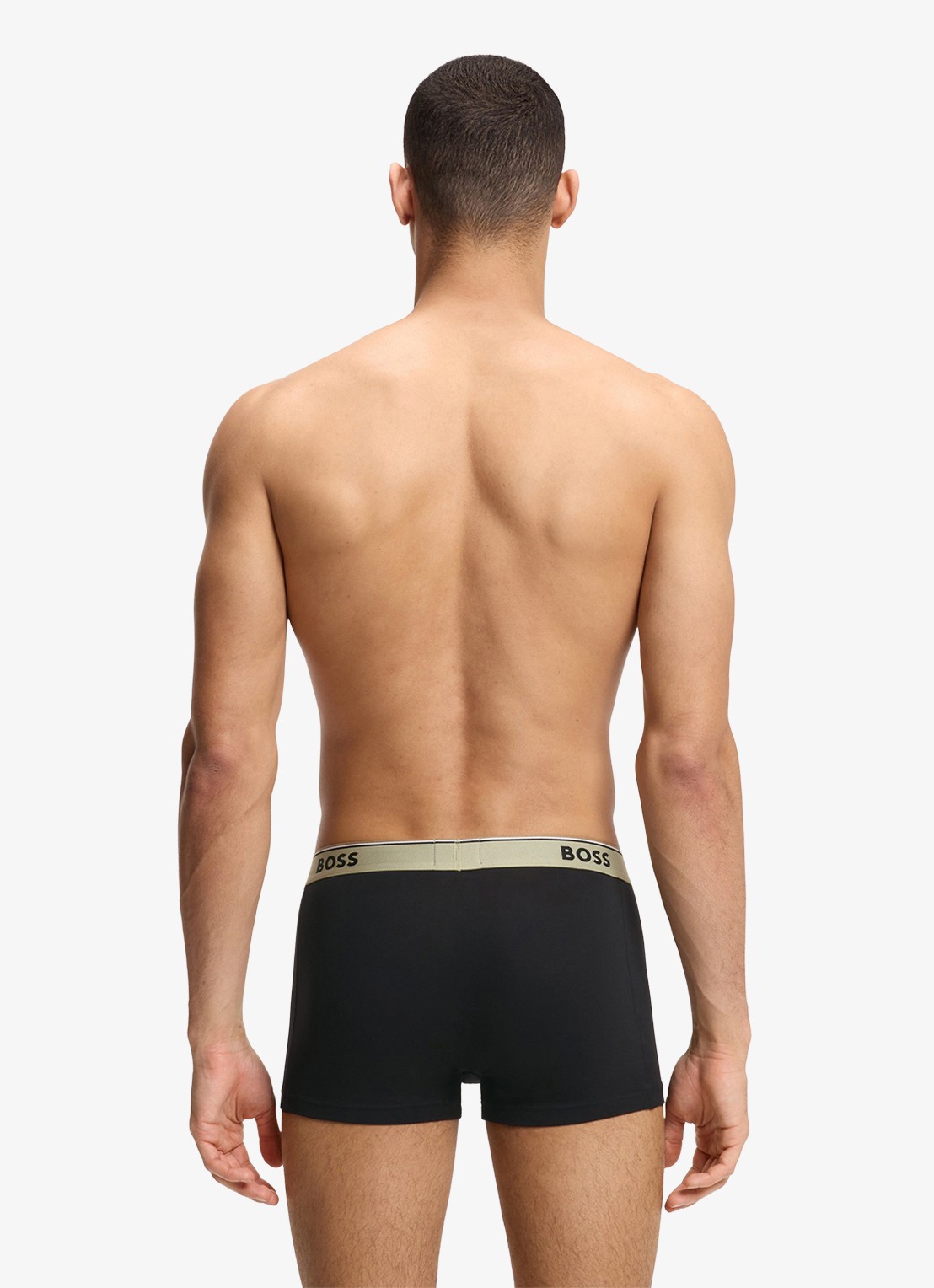 BOSS Set van drie korte boxershorts met logotailleband van stretchkatoen - achterkant 5 black-008 / zwart