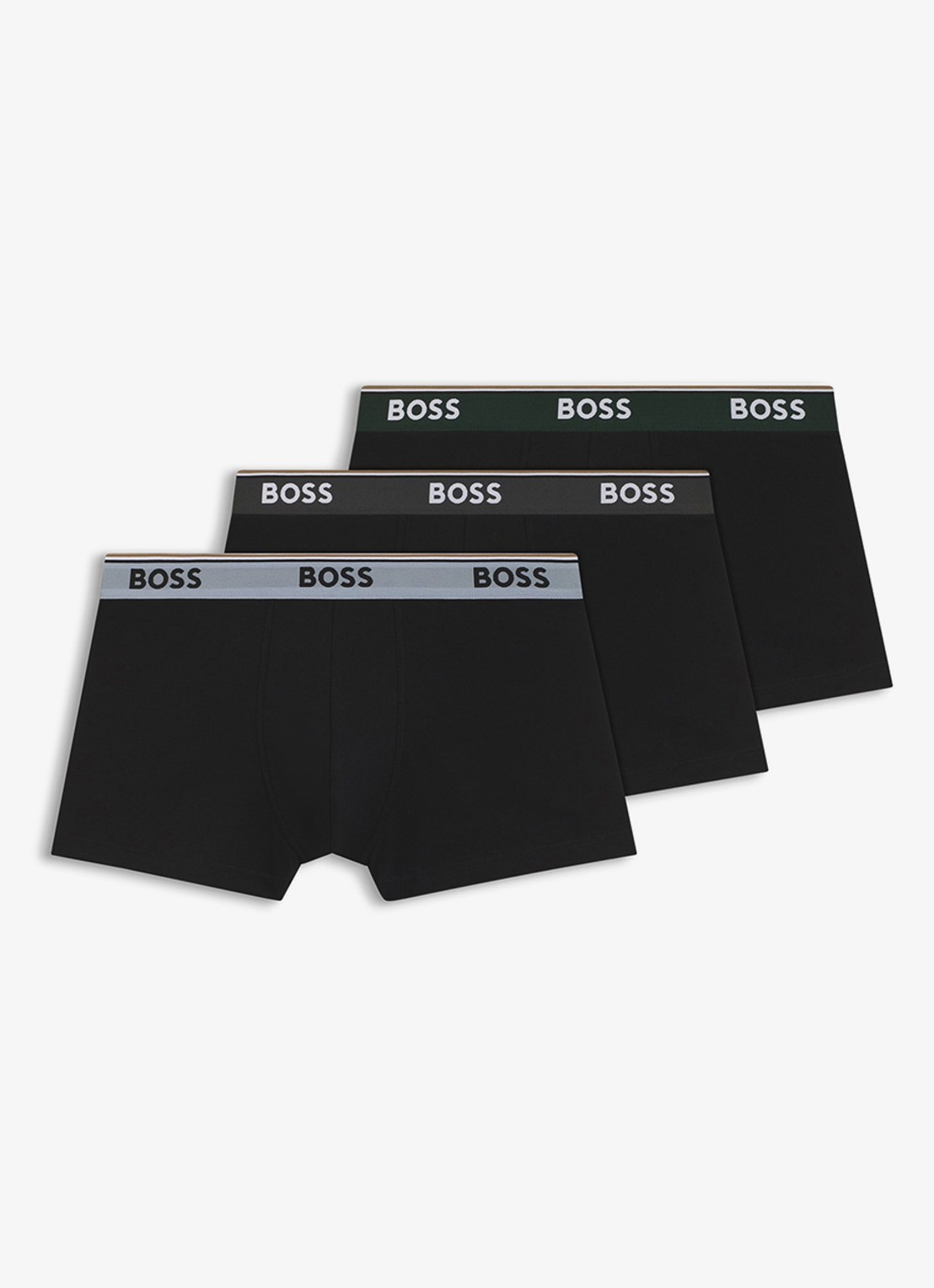 BOSS Set van drie korte boxershorts met logotailleband van stretchkatoen - voorkant open miscellaneous-987 / multicolor