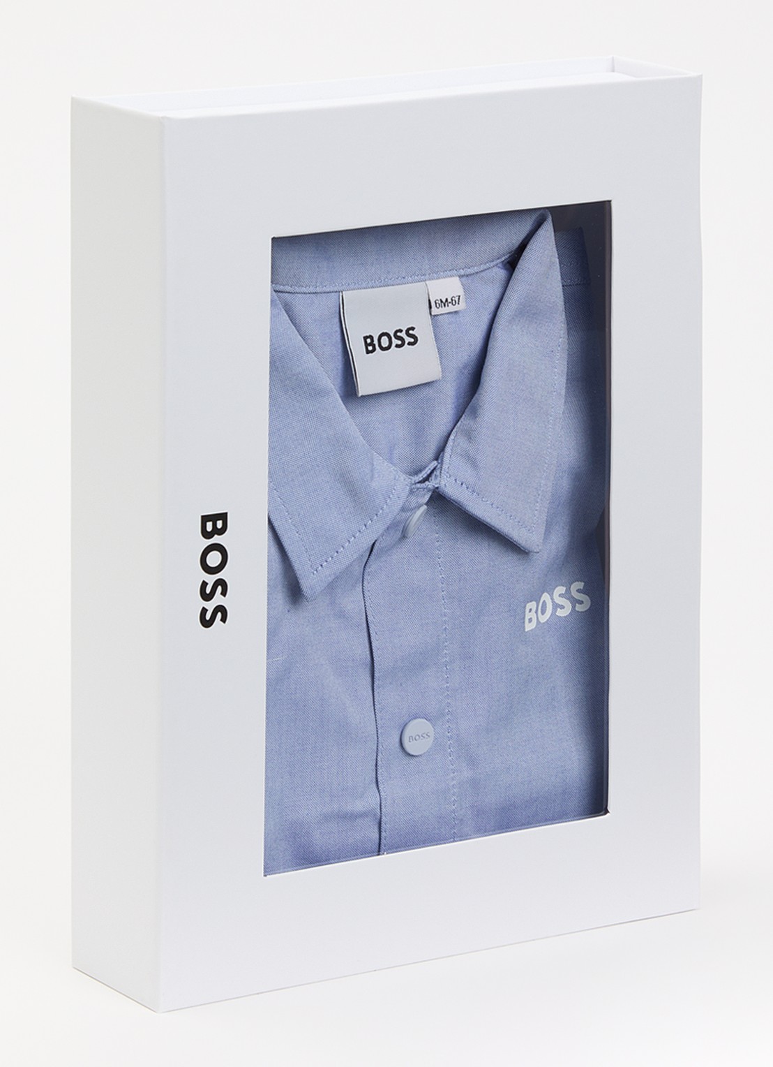 BOSS Set van overhemd met korte broek in giftbox 2-delig - detail blauwgrijs