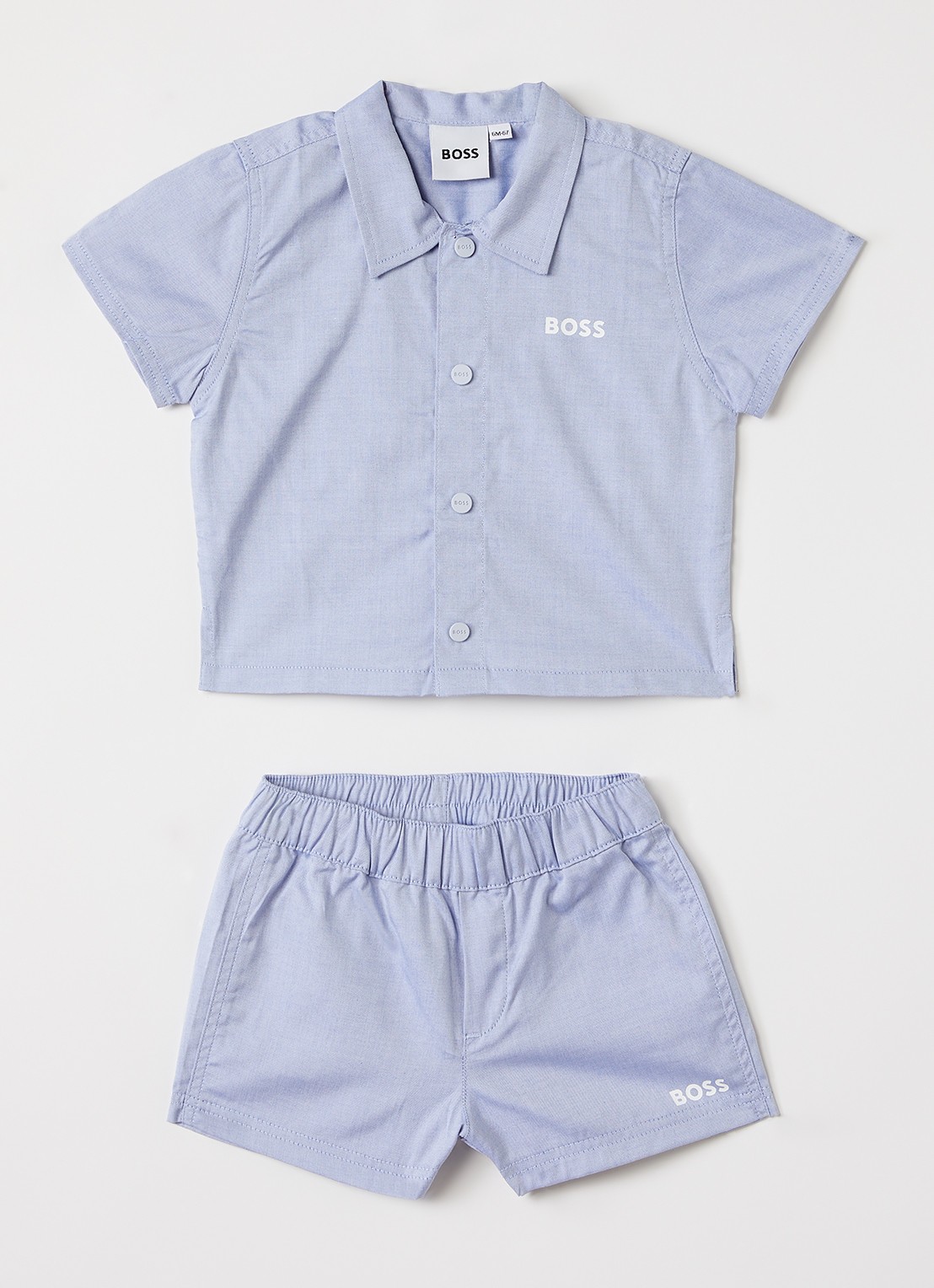 BOSS Set van overhemd met korte broek in giftbox 2-delig - voorkant 2 blauwgrijs