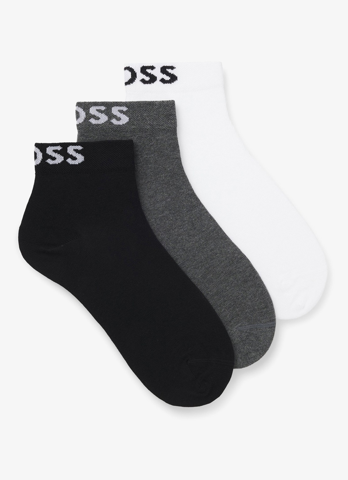 BOSS Set van sokken met logo 3-delig - voorkant 3 zwart