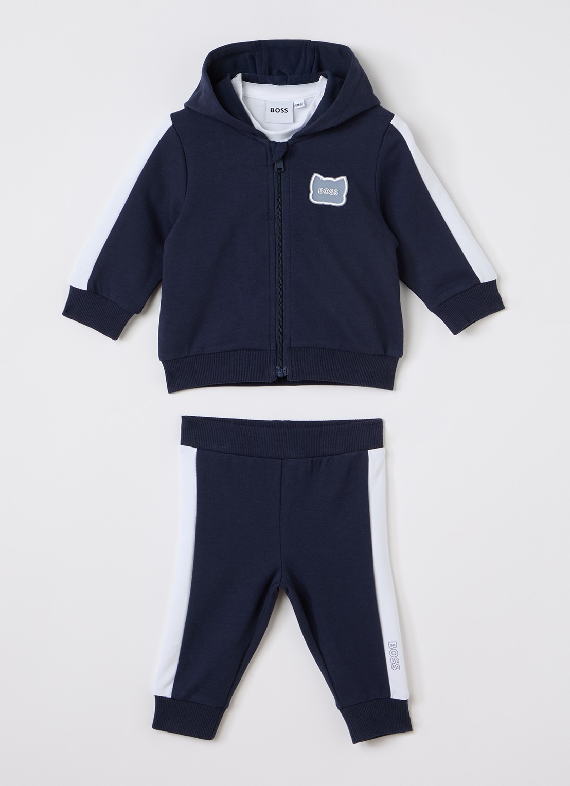 BOSS Set van sweatvest, T-shirt en joggingbroek 3-delig - voorkant 3 donkerblauw