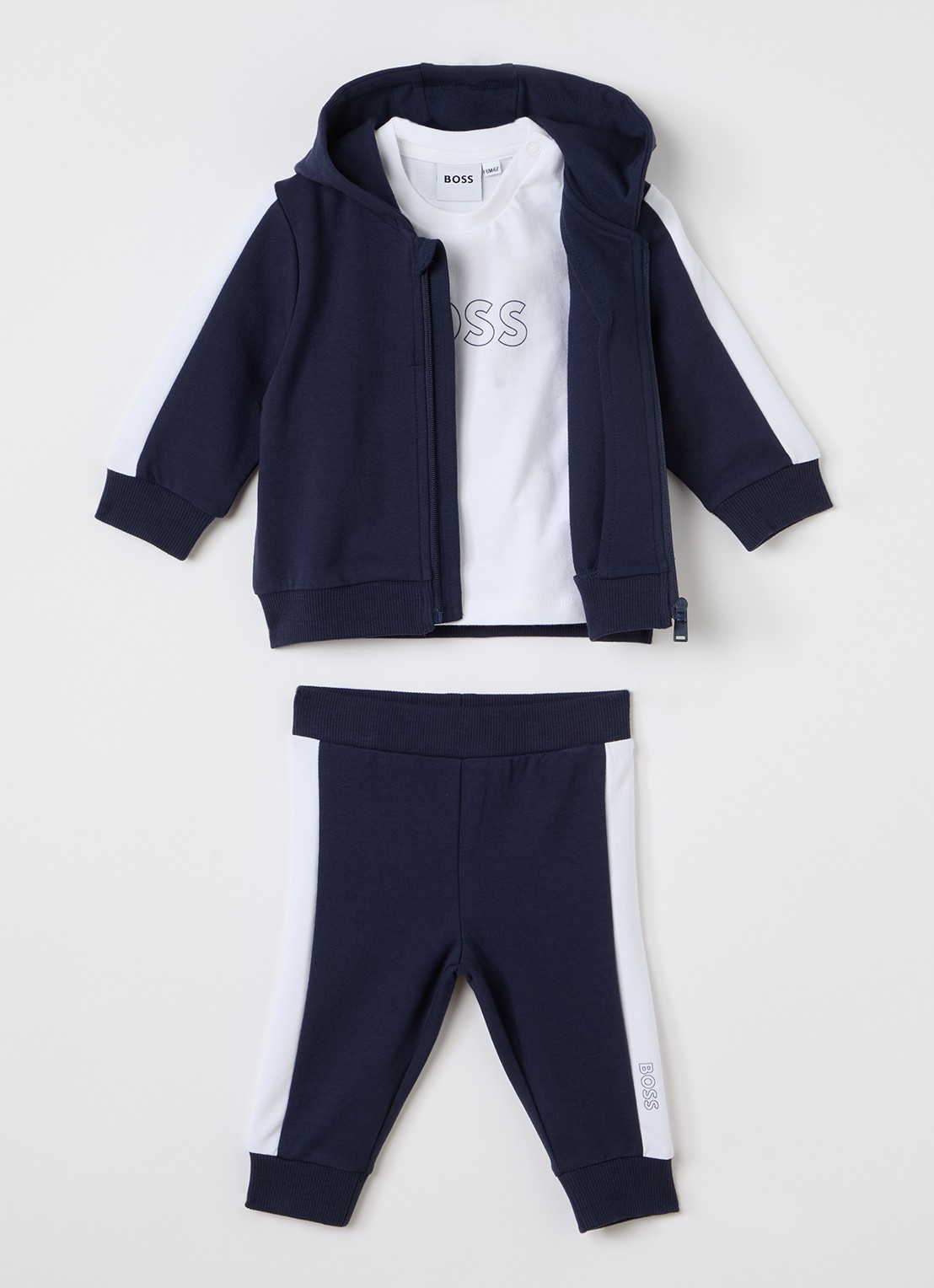BOSS Set van sweatvest, T-shirt en joggingbroek 3-delig - voorkant 4 donkerblauw