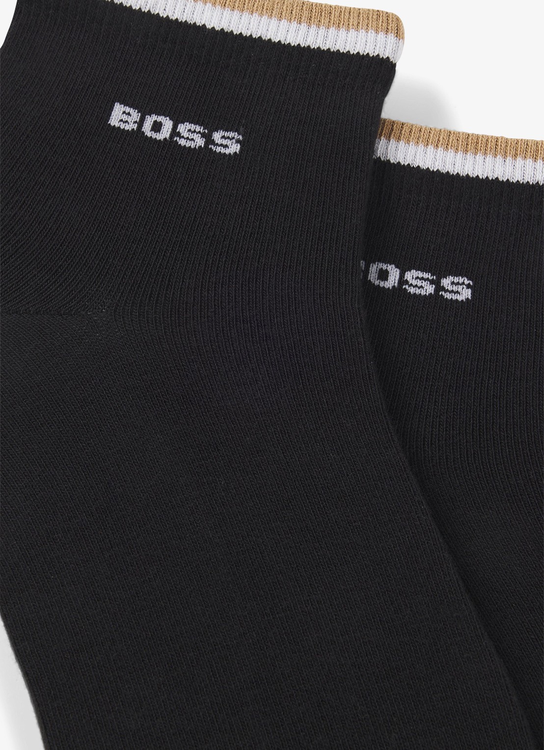 BOSS Set van twee paar korte sokken met kenmerkend gestreepte boorden - detail black-001 / zwart