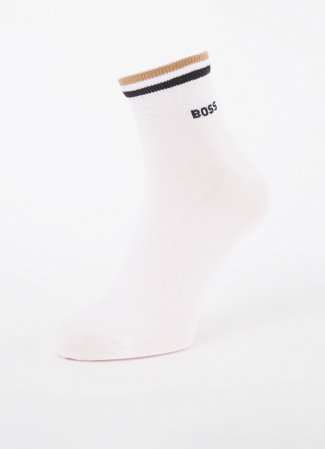 BOSS Set van twee paar korte sokken met kenmerkend gestreepte boorden - detail 2 white-100 / wit