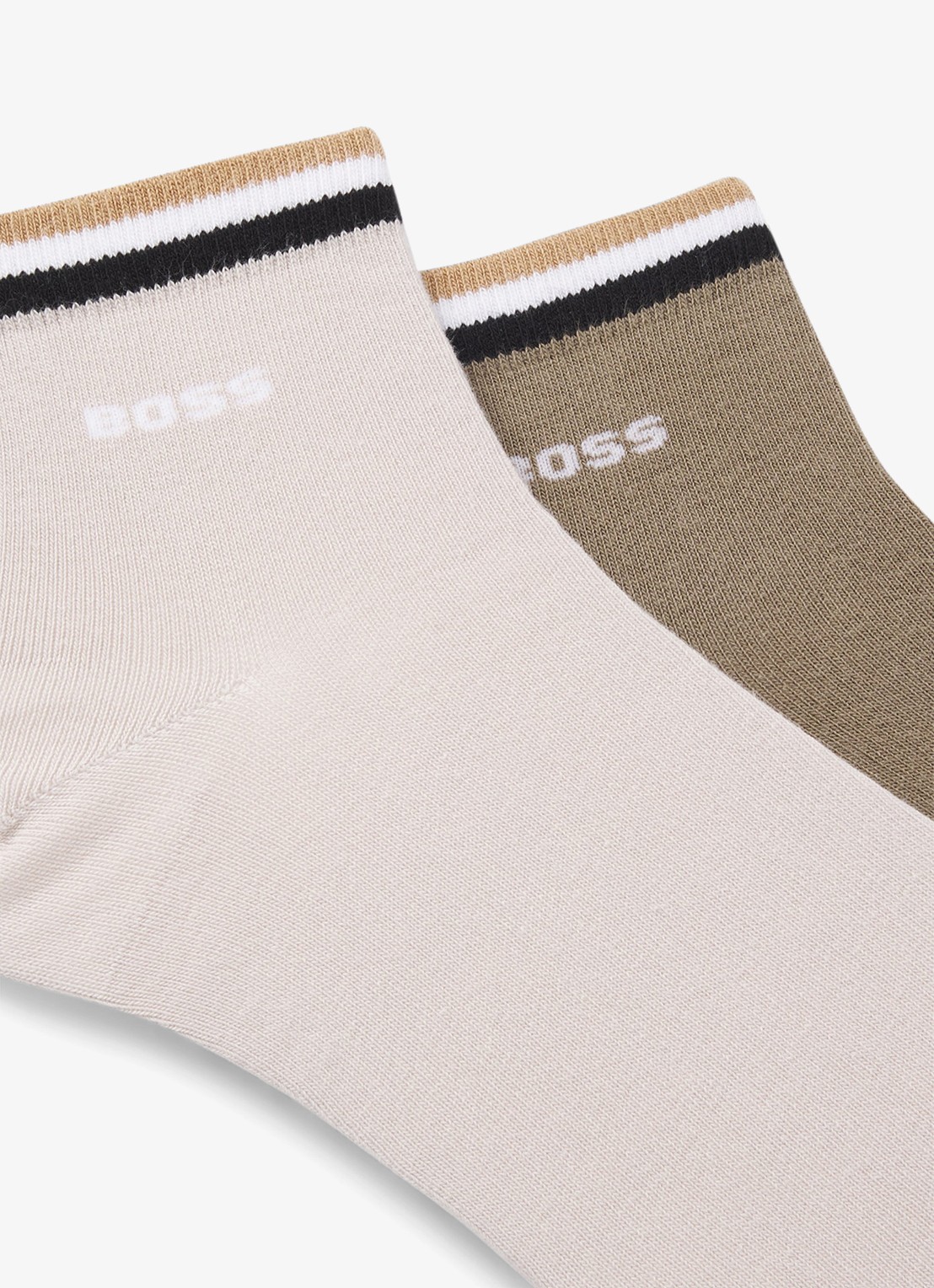 BOSS Set van twee paar korte sokken met kenmerkend gestreepte boorden - detail light beige-272 / beige