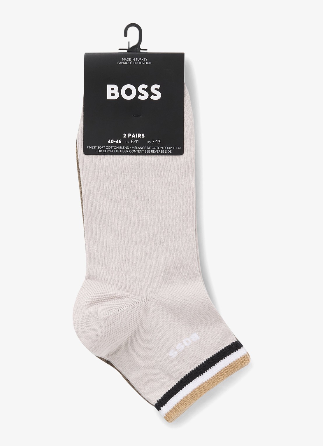 BOSS Set van twee paar korte sokken met kenmerkend gestreepte boorden - detail 2 light beige-272 / beige