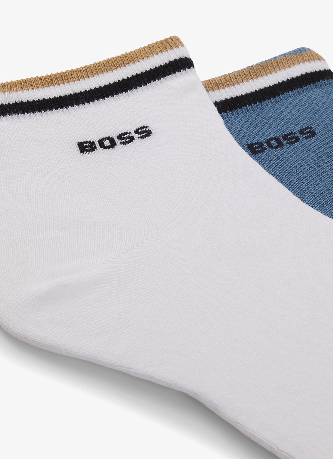 BOSS Set van twee paar korte sokken met kenmerkend gestreepte boorden - voorkant 3 dark blue-403 / blauw