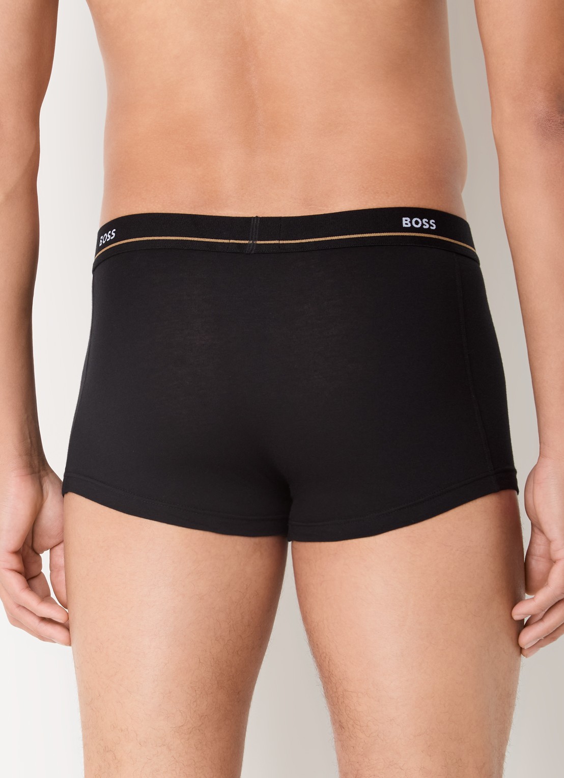 BOSS Set van vijf korte boxershorts met logotailleband van stretchkatoen - achterkant donkerblauw
