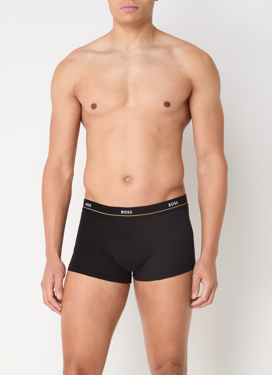 BOSS Set van vijf korte boxershorts met logotailleband van stretchkatoen - voorkant 3 donkerblauw