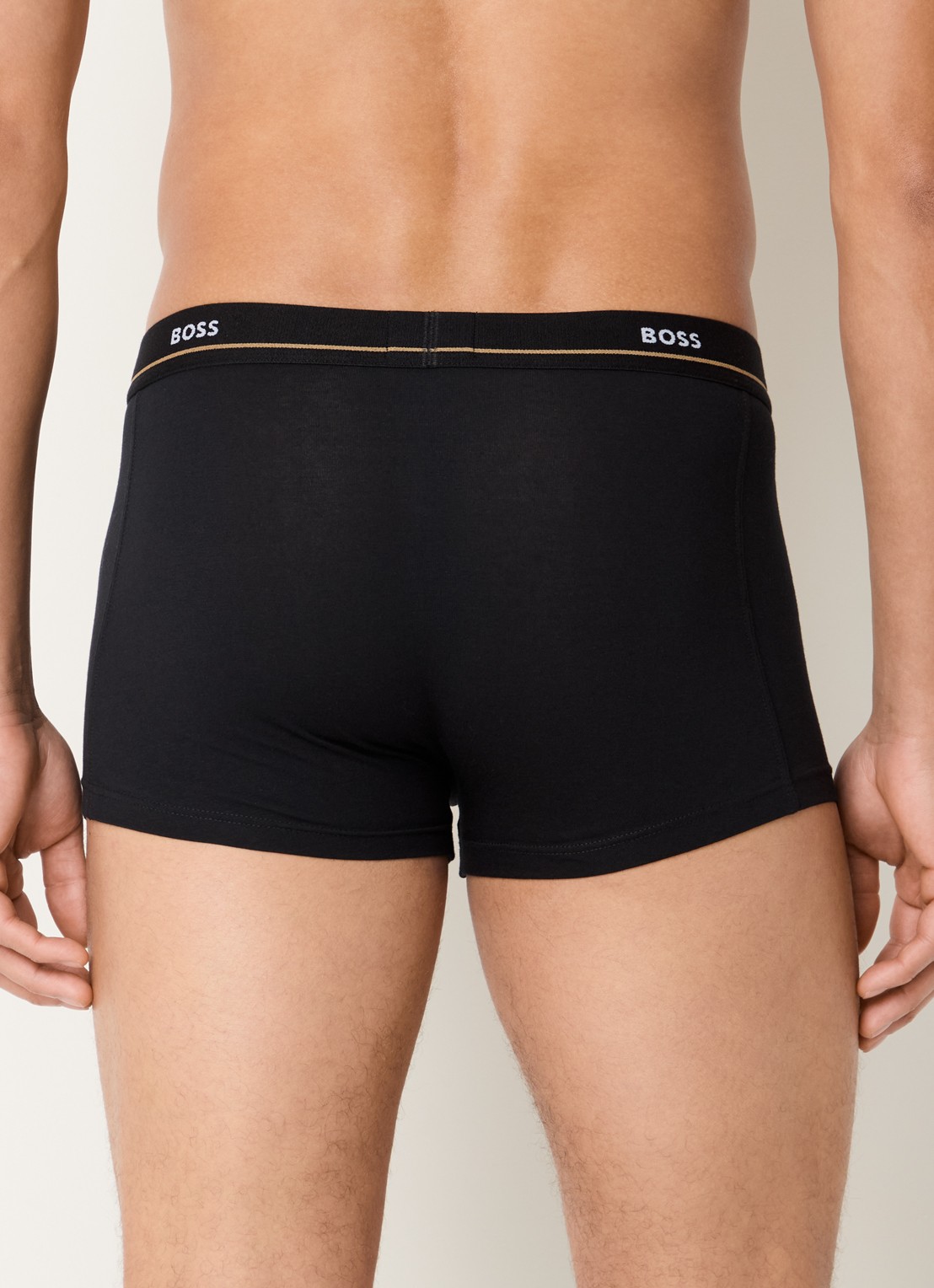 BOSS Set van vijf korte boxershorts met logotailleband van stretchkatoen - achterkant zwart