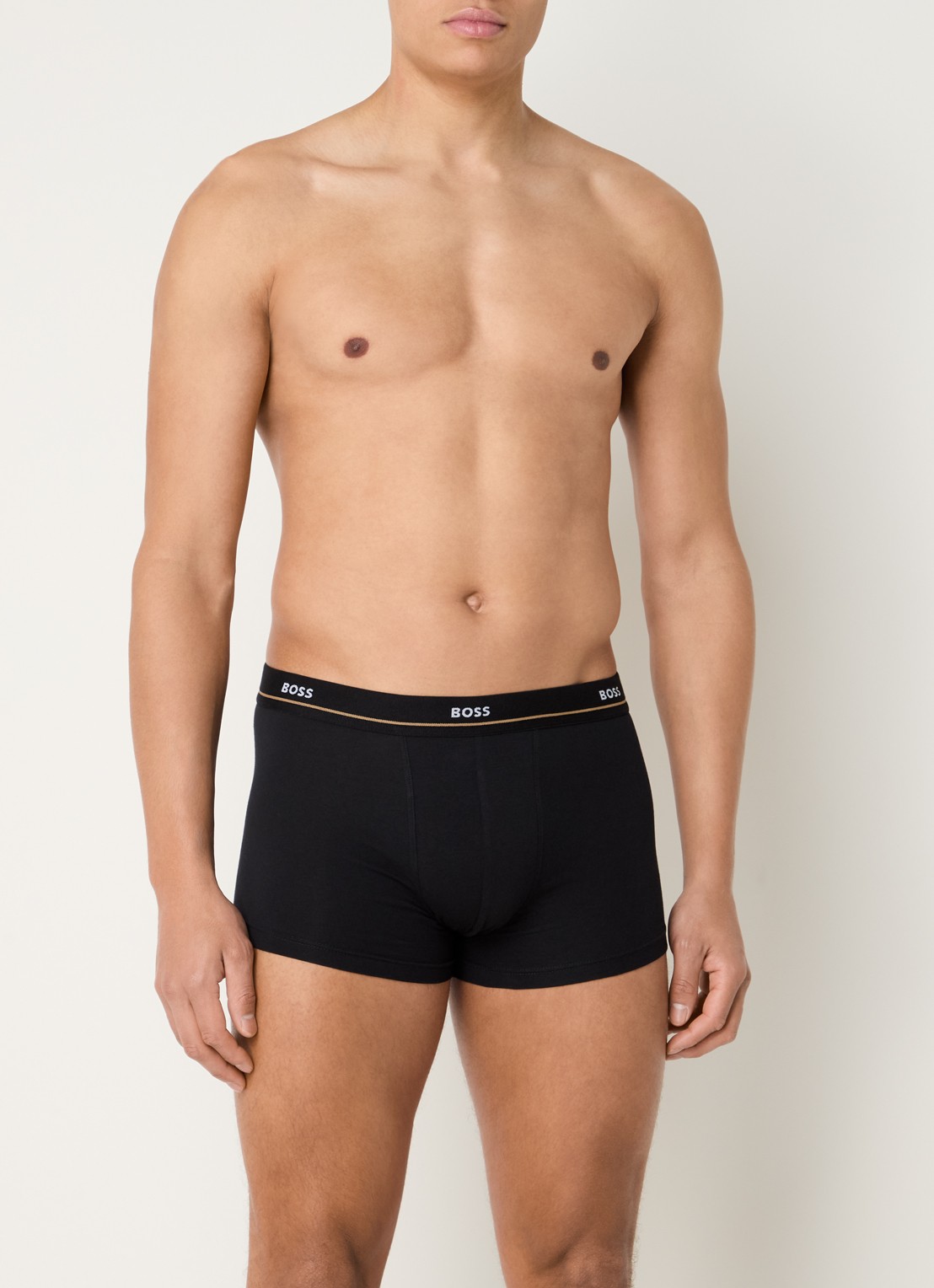 BOSS Set van vijf korte boxershorts met logotailleband van stretchkatoen - voorkant 4 zwart