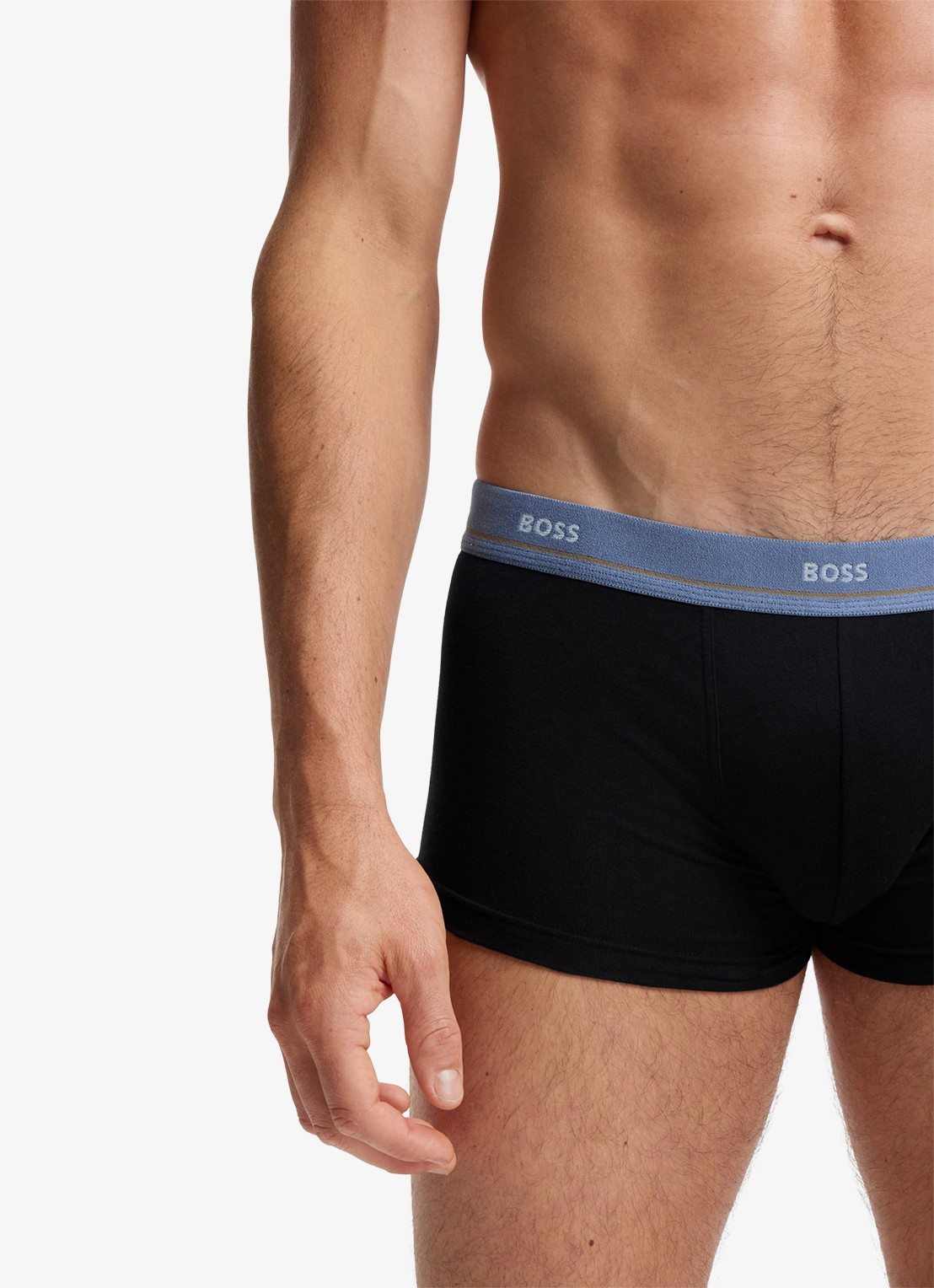 BOSS Set van vijf korte boxershorts met logotailleband van stretchkatoen - detail 3 legergroen