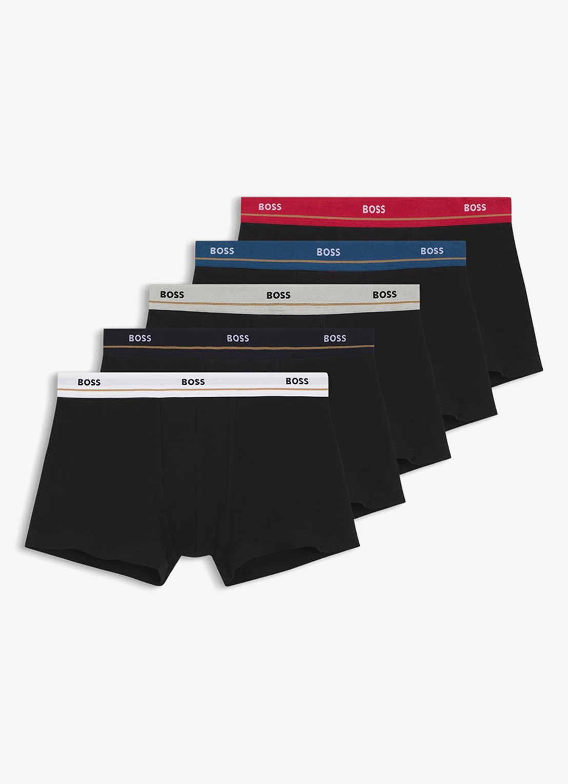 BOSS Set van vijf korte boxershorts met logotailleband van stretchkatoen - voorkant 5 open miscellaneous-963
