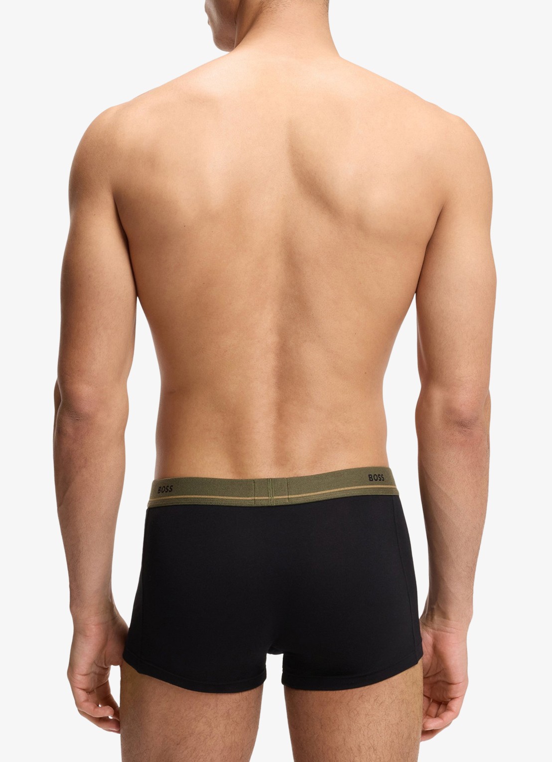 BOSS Set van vijf korte boxershorts met logotailleband van stretchkatoen - achterkant 5 black-003 / zwart