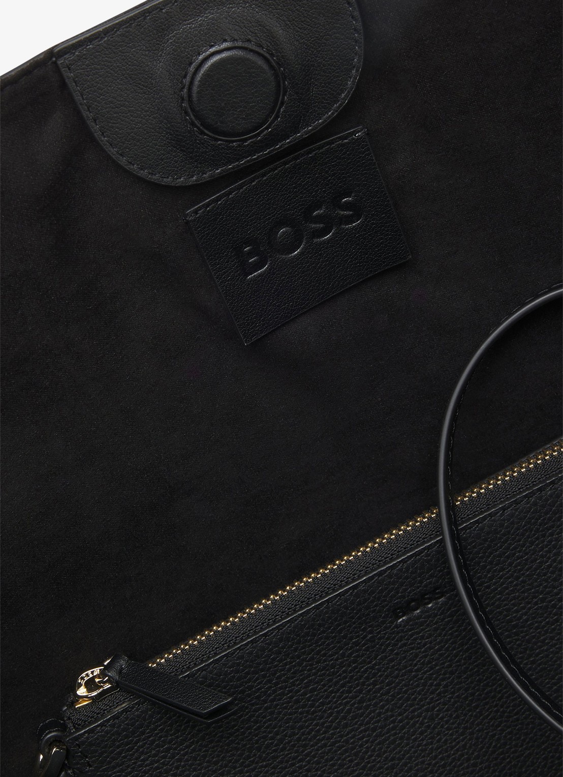 BOSS  Shopper van leer met uitneembaar etui - detail 2 zwart
