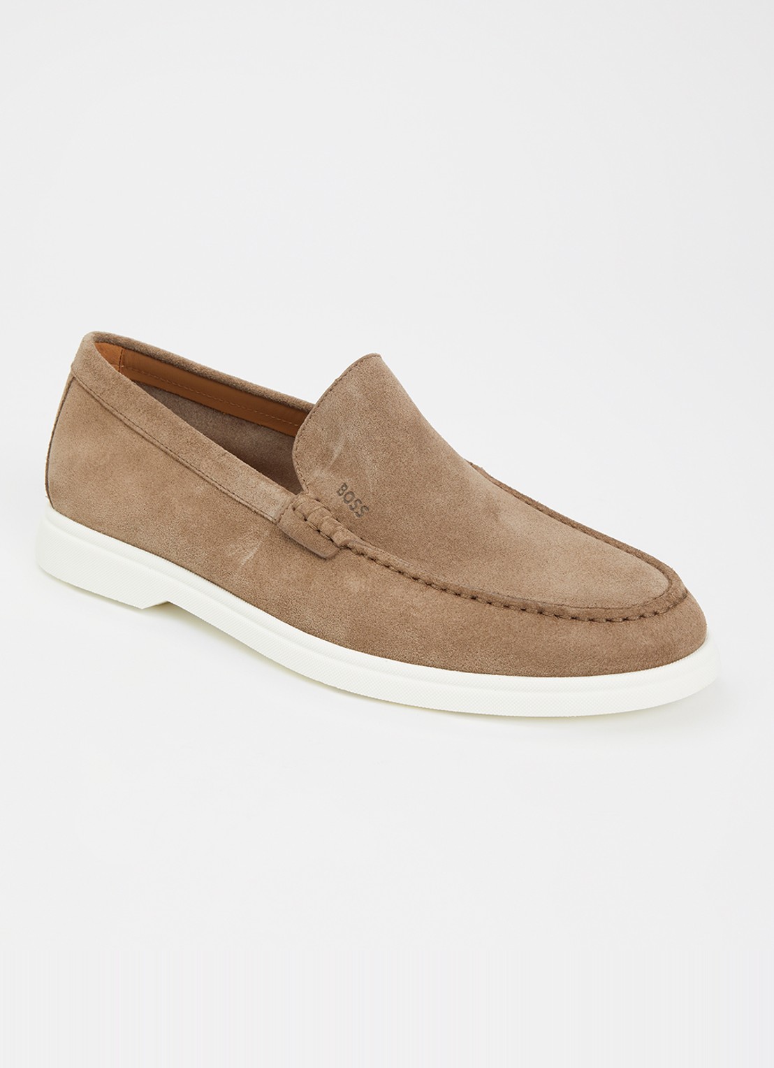 BOSS Sienne loafer van suède - voorkant 5 lichtbruin