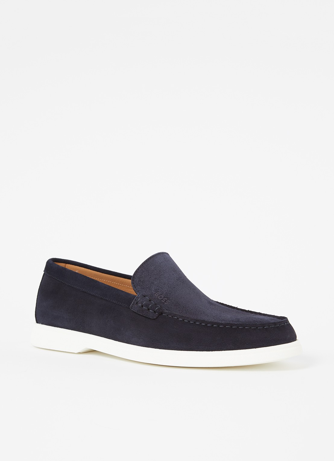 BOSS Sienne loafer van suède - voorkant donkerblauw