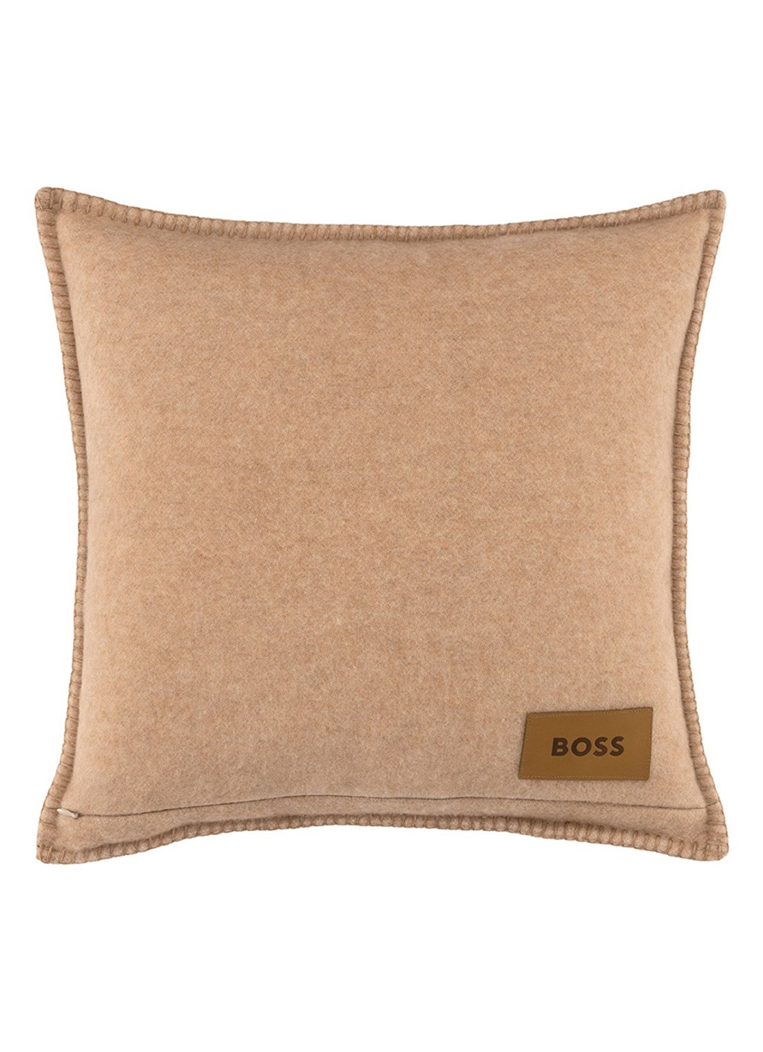 BOSS Signature sierkussenhoes in wolblend 45 x 45 cm - achterkant beige