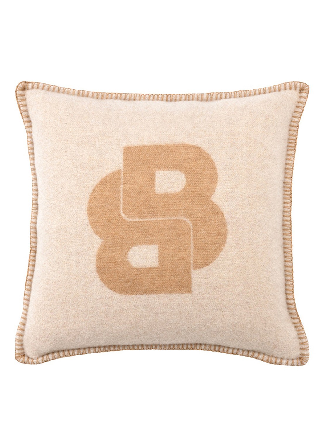 BOSS Signature sierkussenhoes in wolblend 45 x 45 cm - voorkant 3 beige