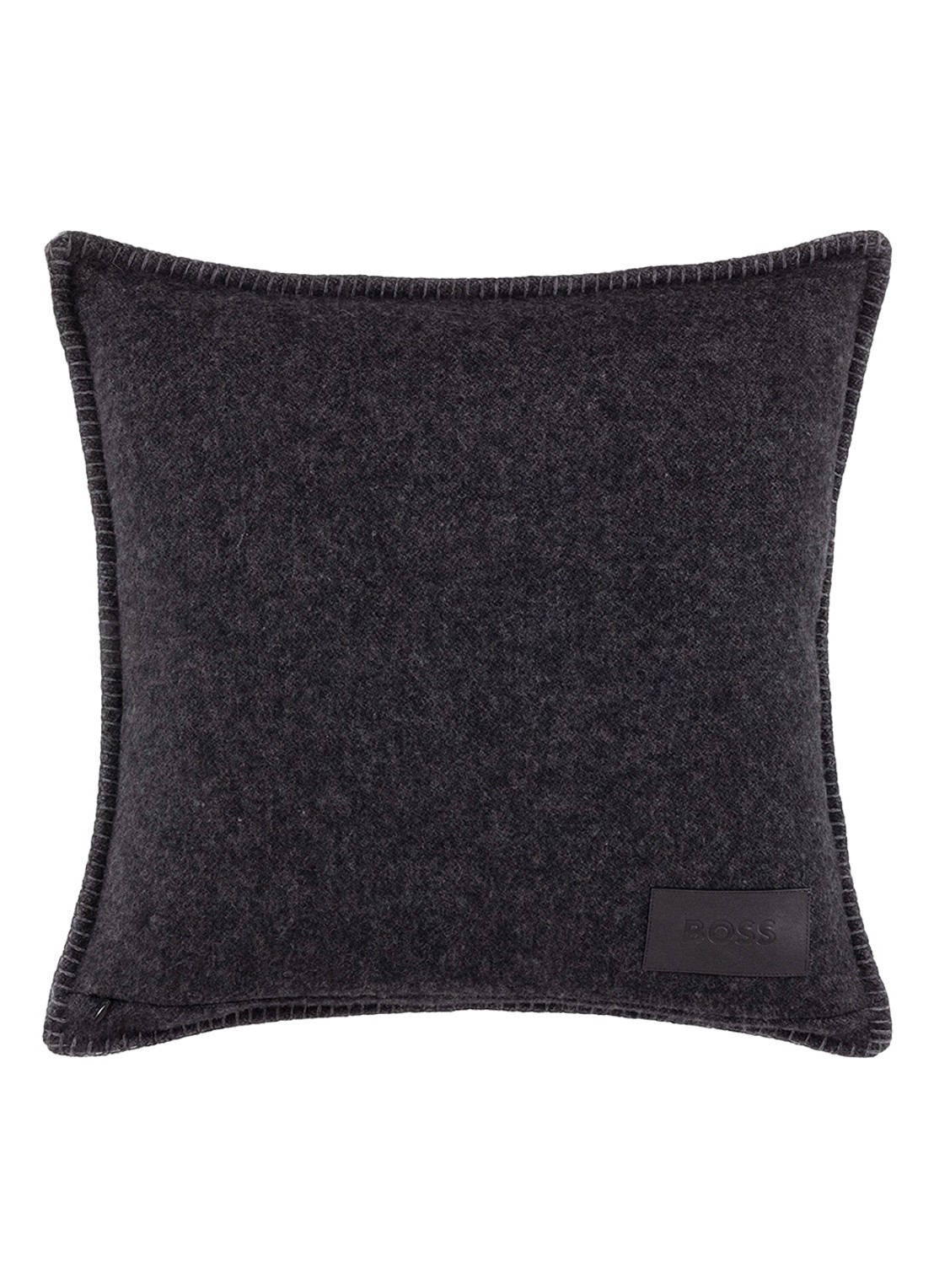 BOSS Signature sierkussenhoes in wolblend 45 x 45 cm - achterkant donkergrijs