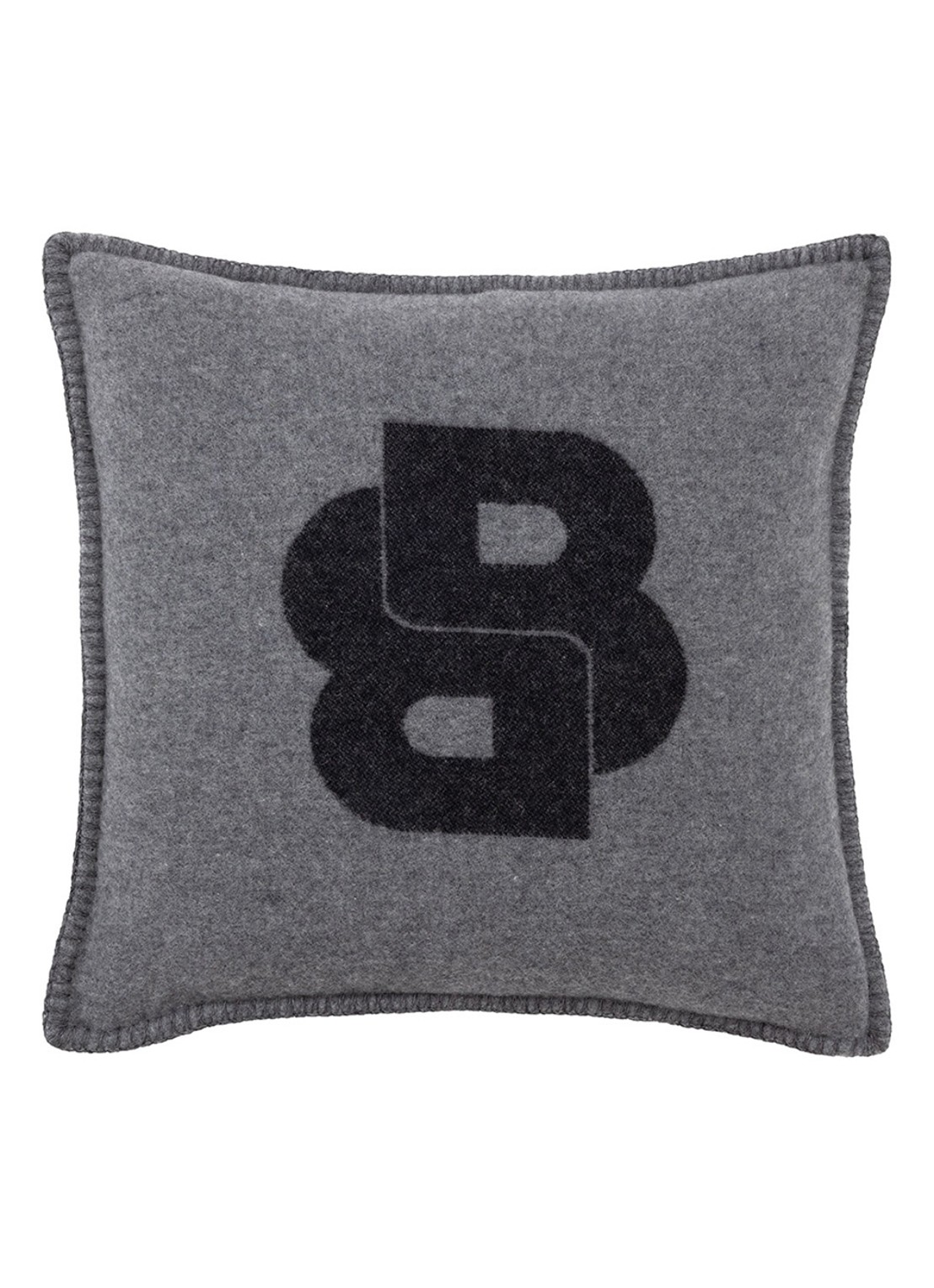 BOSS Signature sierkussenhoes in wolblend 45 x 45 cm - voorkant 3 donkergrijs