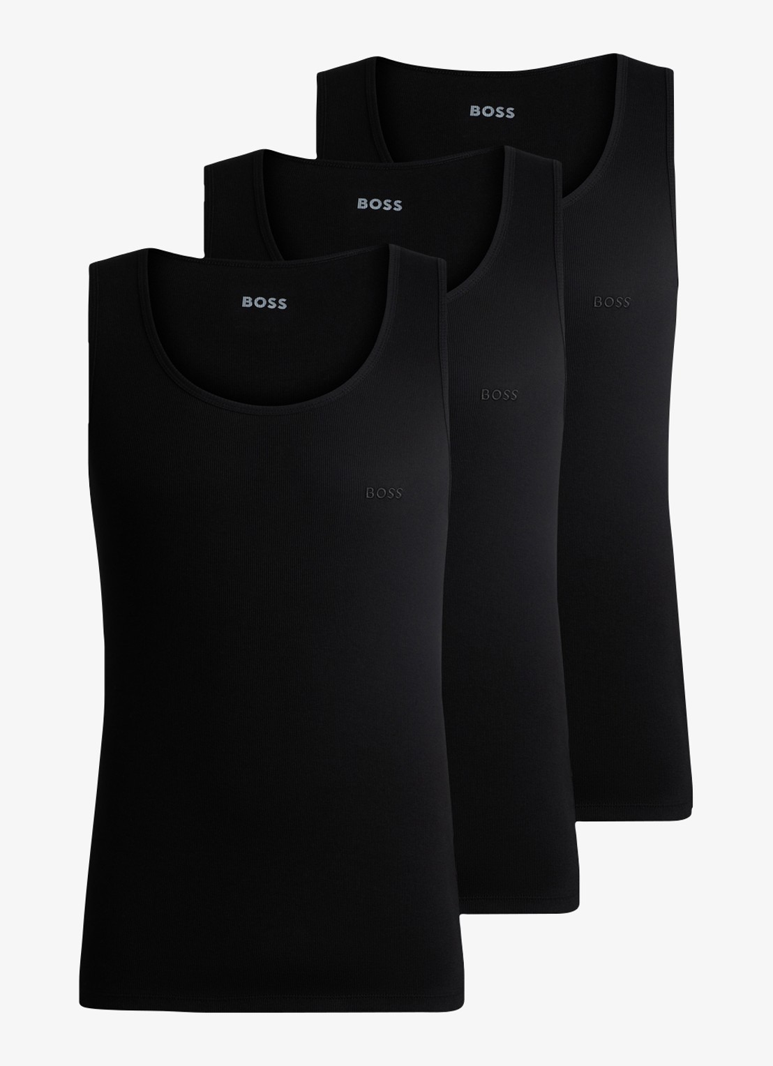 BOSS Singlet met logo in 3-pack   - voorkant 4 zwart