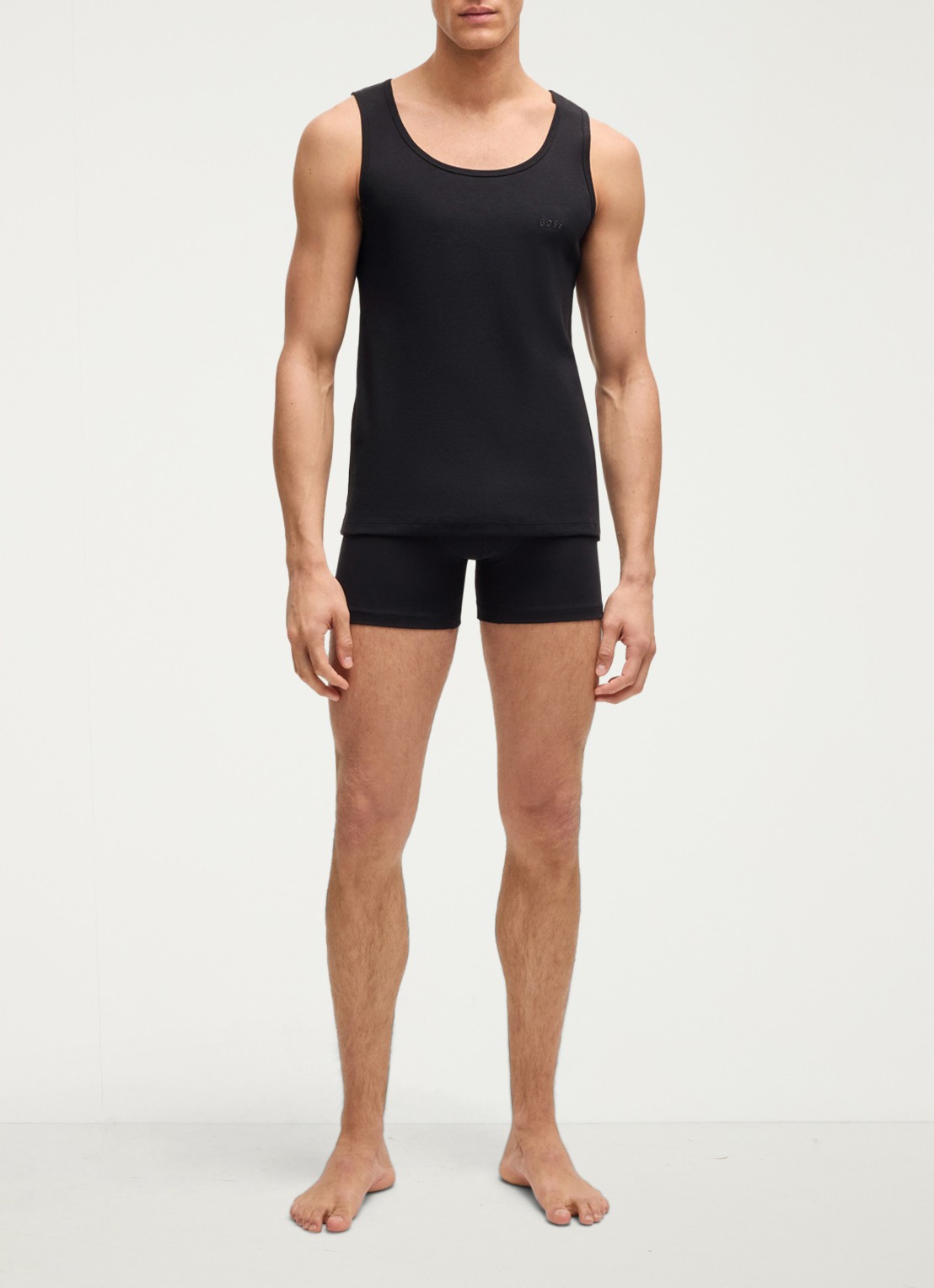 BOSS Singlet met logo in 3-pack   - voorkant 5 zwart