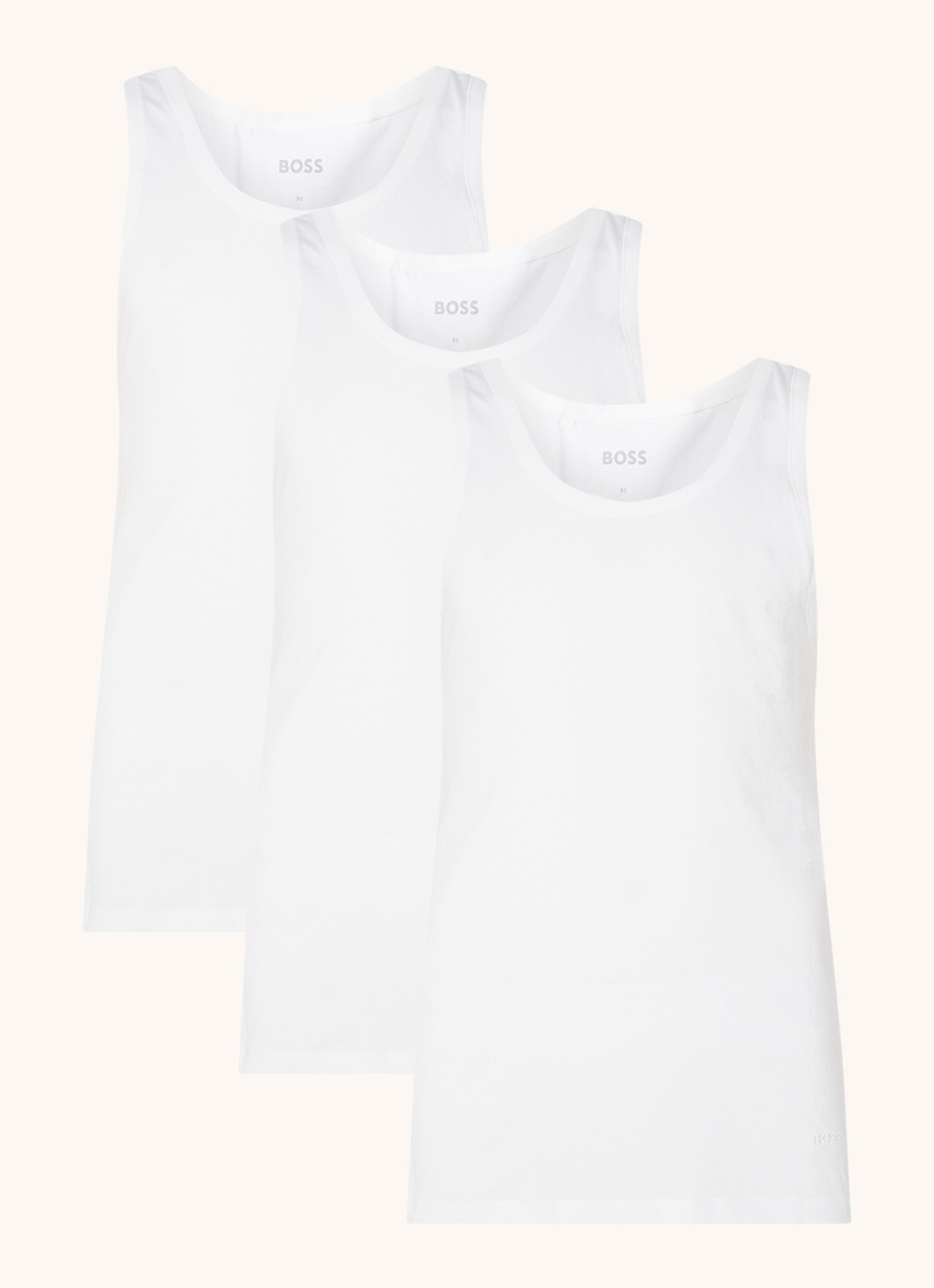BOSS Singlet van katoen in 3-pack - voorkant 2 wit