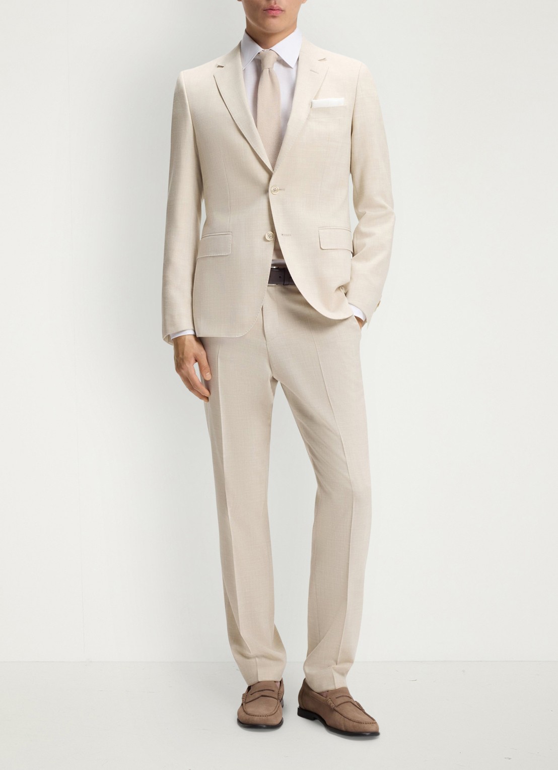 BOSS Slim fit 2-delig pak in wolblend - detail 4 open beige-286 / beige