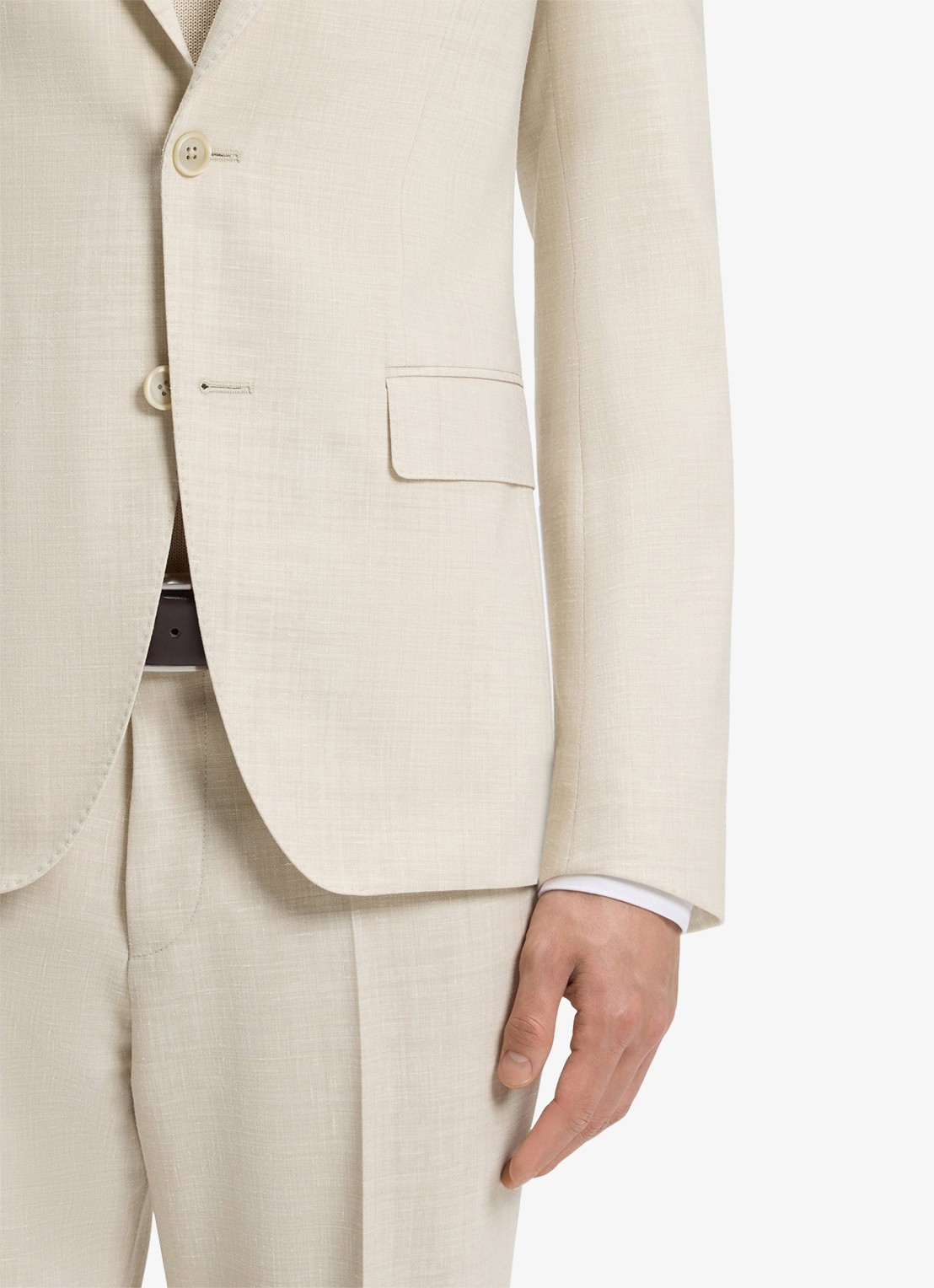 BOSS Slim fit 2-delig pak in wolblend - detail 6 open beige-286 / beige
