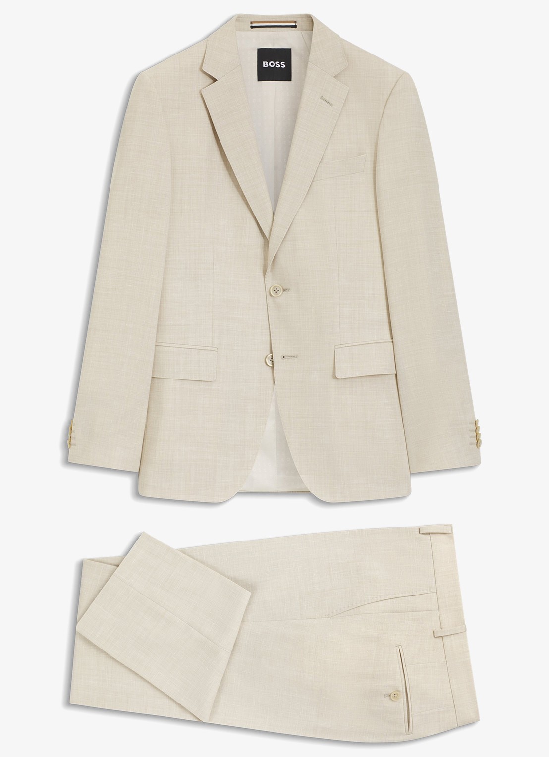 BOSS Slim fit 2-delig pak in wolblend - voorkant 2 open beige-286 / beige
