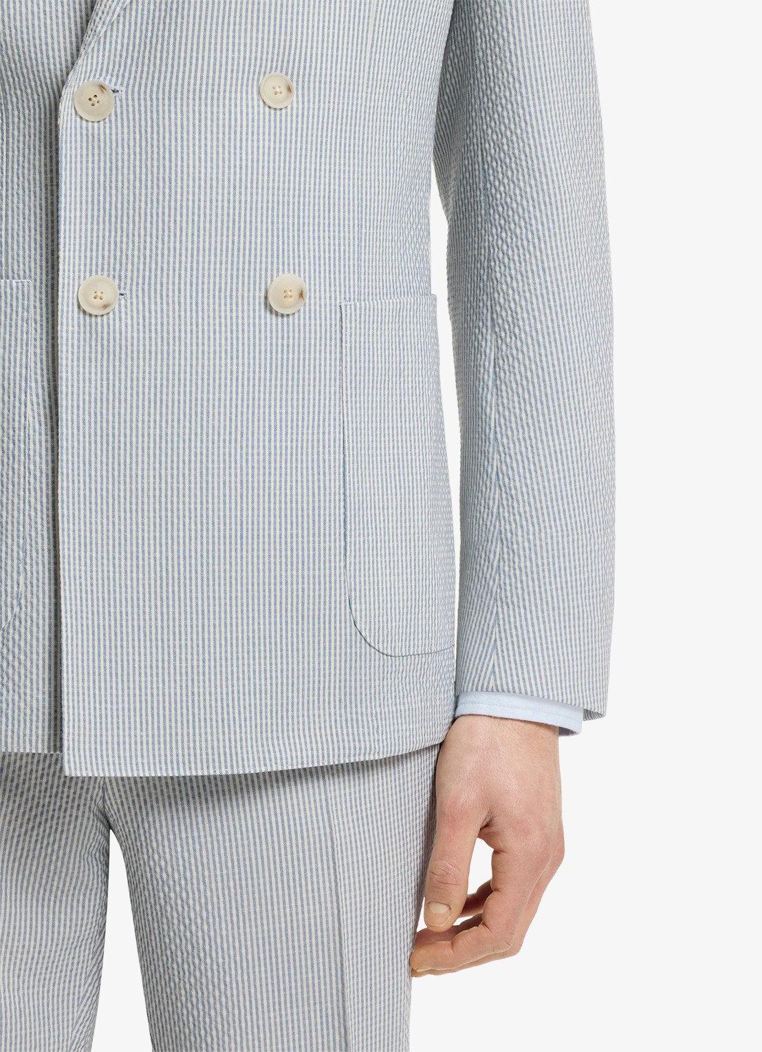 BOSS Slim fit 2-delig pak in wolblend - detail 3 lichtblauw